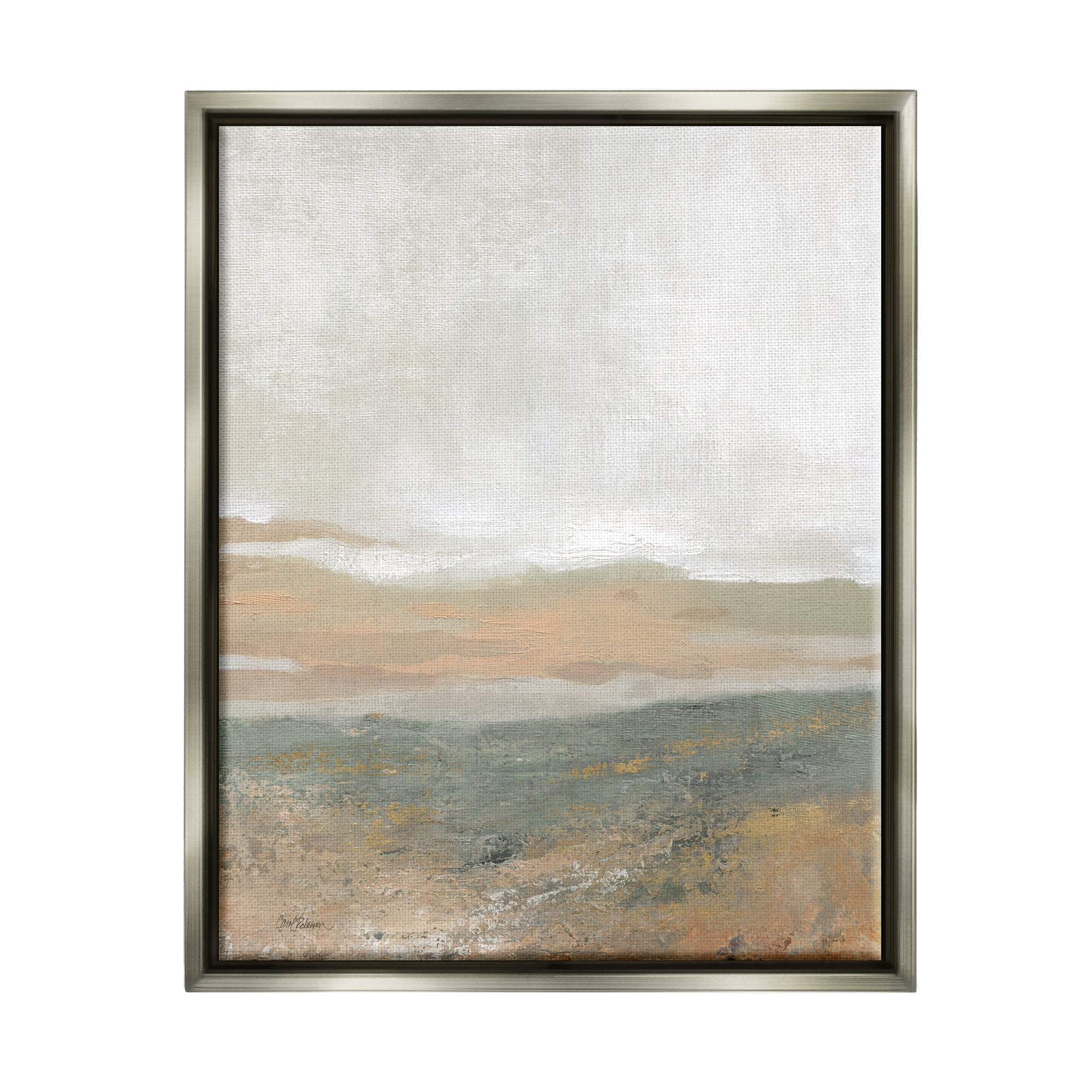 Stupell Industries Neutral Desert Abstraction Abstract Painting Gray Floater Framed Canvas Art Print Wall Art, 25 x 31