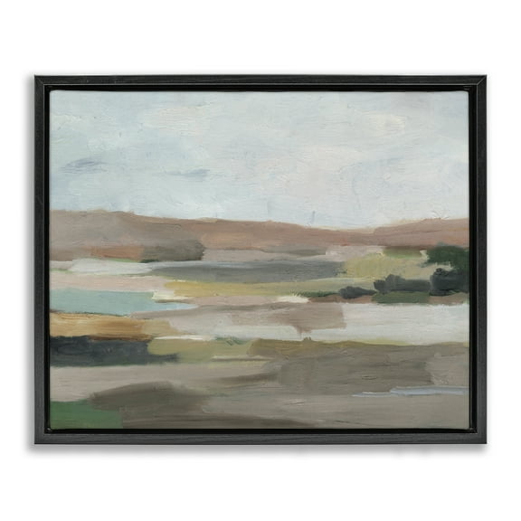 Stupell Industries Neutral Desert Hills Landscape & Nature Painting Black Floater Framed Canvas Art Print Wall Art, 21 x 17