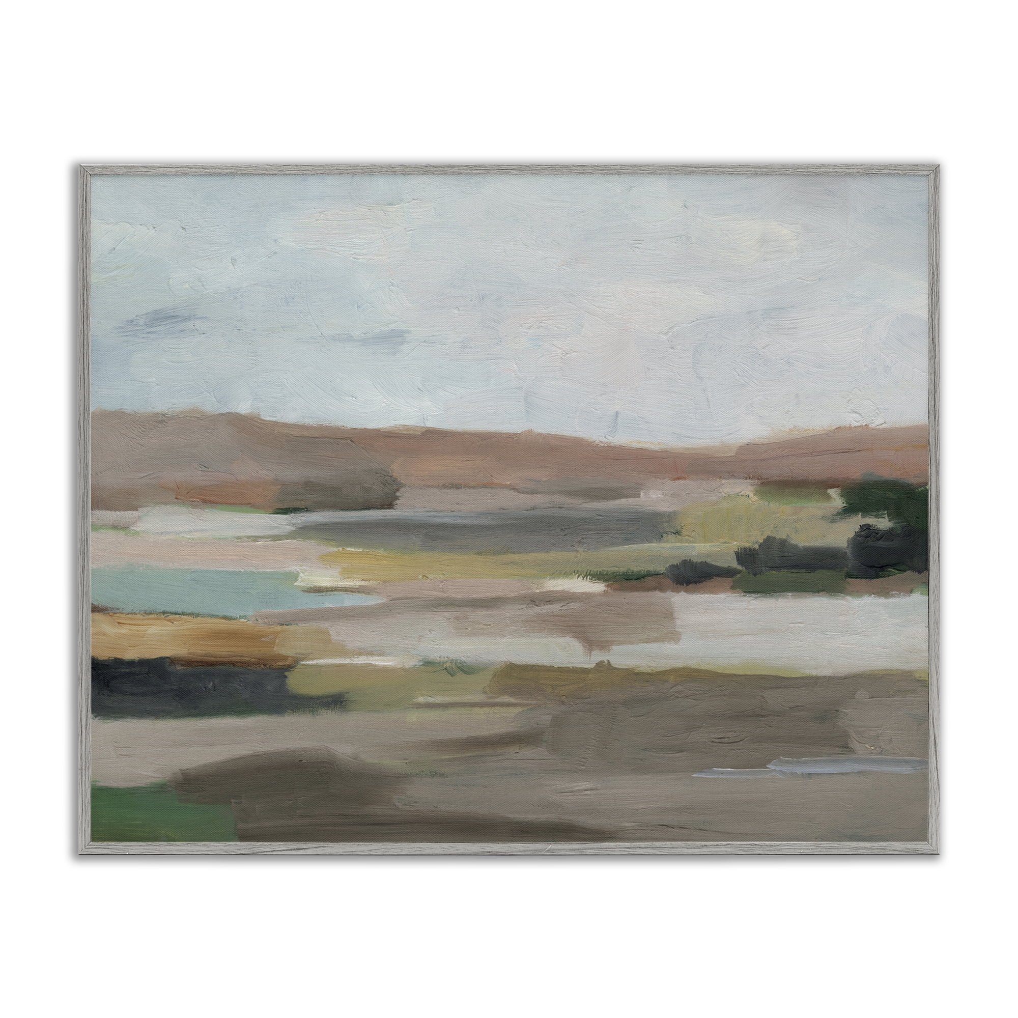 Stupell Industries Neutral Desert Hills Landscape & Nature Painting Gray Framed Art Print Wall Art, 20 x 16