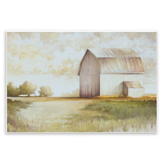Stupell Industries Neutral Distant Barn Landscape Painting Unframed Art Print Wall Art, 15 x 10