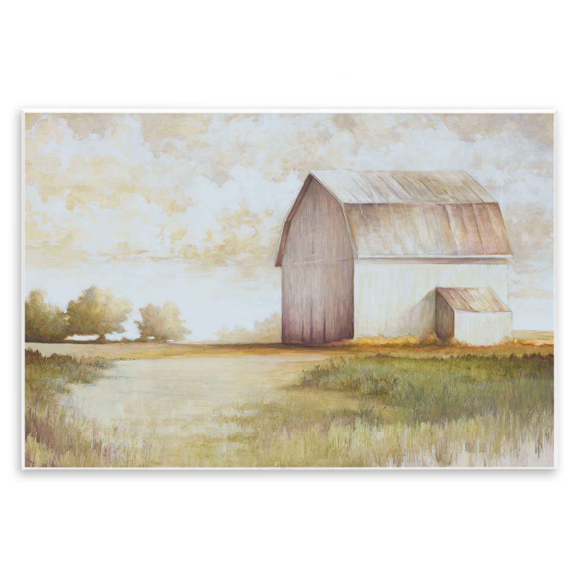 Stupell Industries Neutral Distant Barn Landscape Painting Unframed Art Print Wall Art, 19 x 13