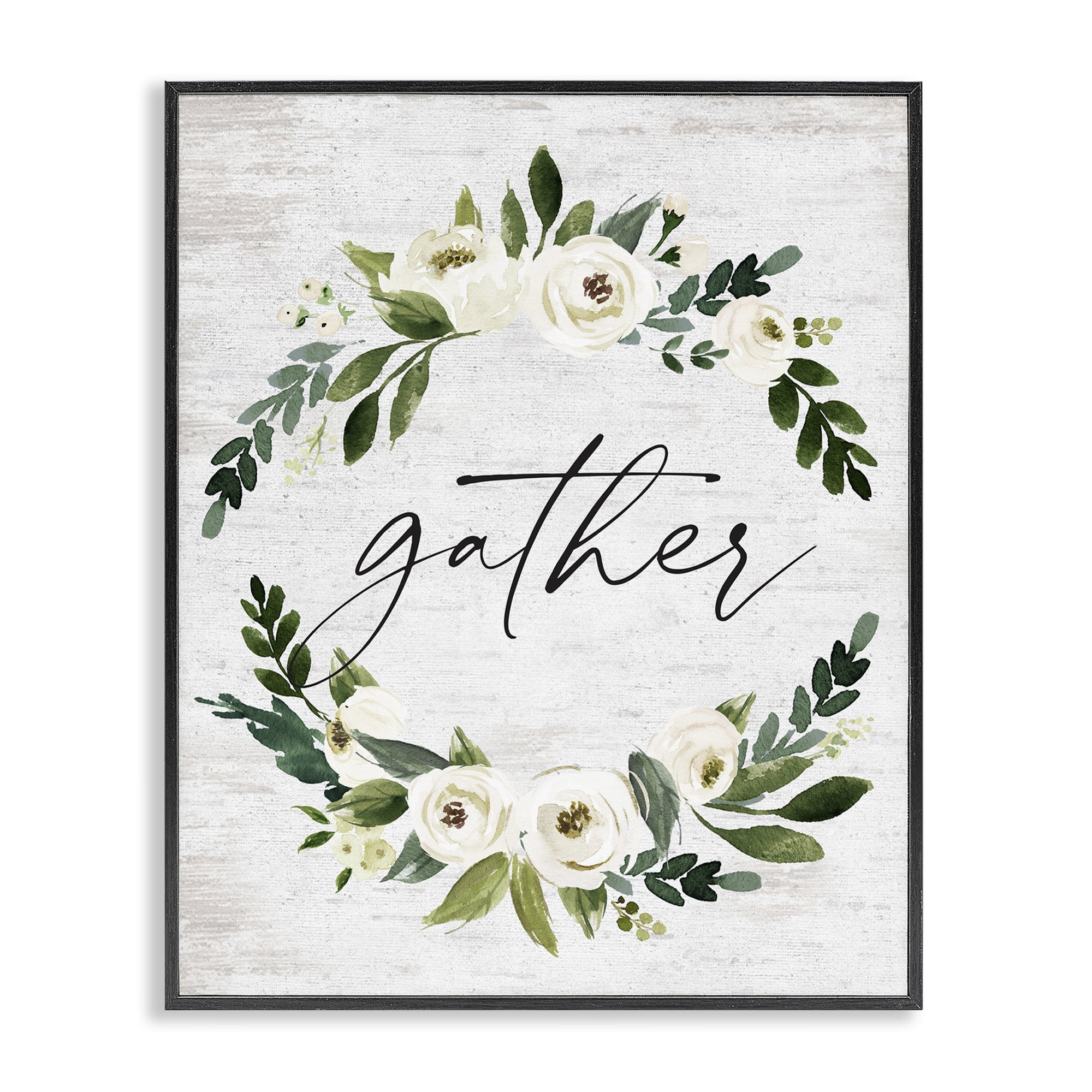 Stupell Industries Neutral Distressed Gather Botanical & Floral Painting Black Framed Art Print Wall Art, 24 x 30