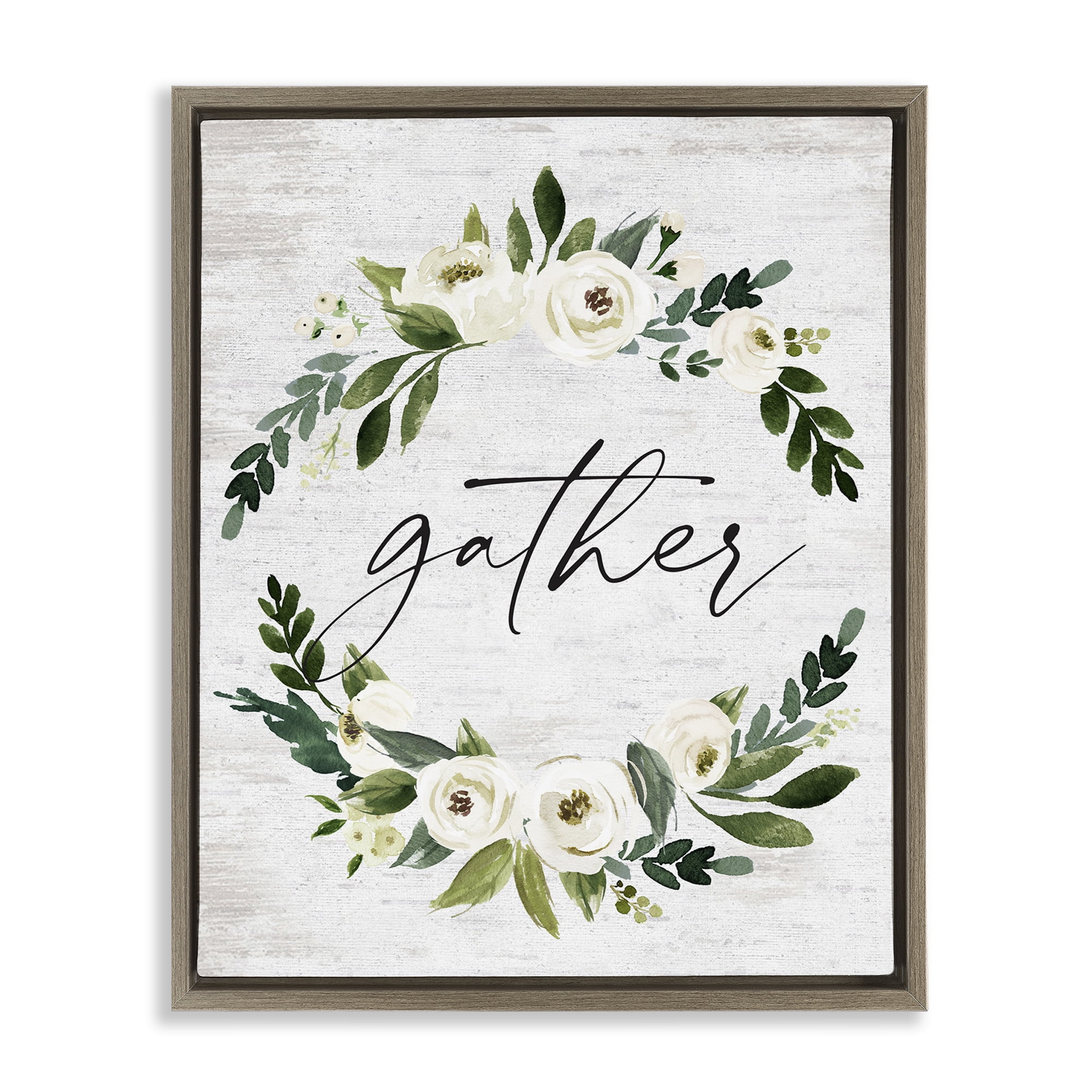 Stupell Industries Neutral Distressed Gather Botanical & Floral Painting Brown Floater Framed Canvas Art Print Wall Art, 17 x 21