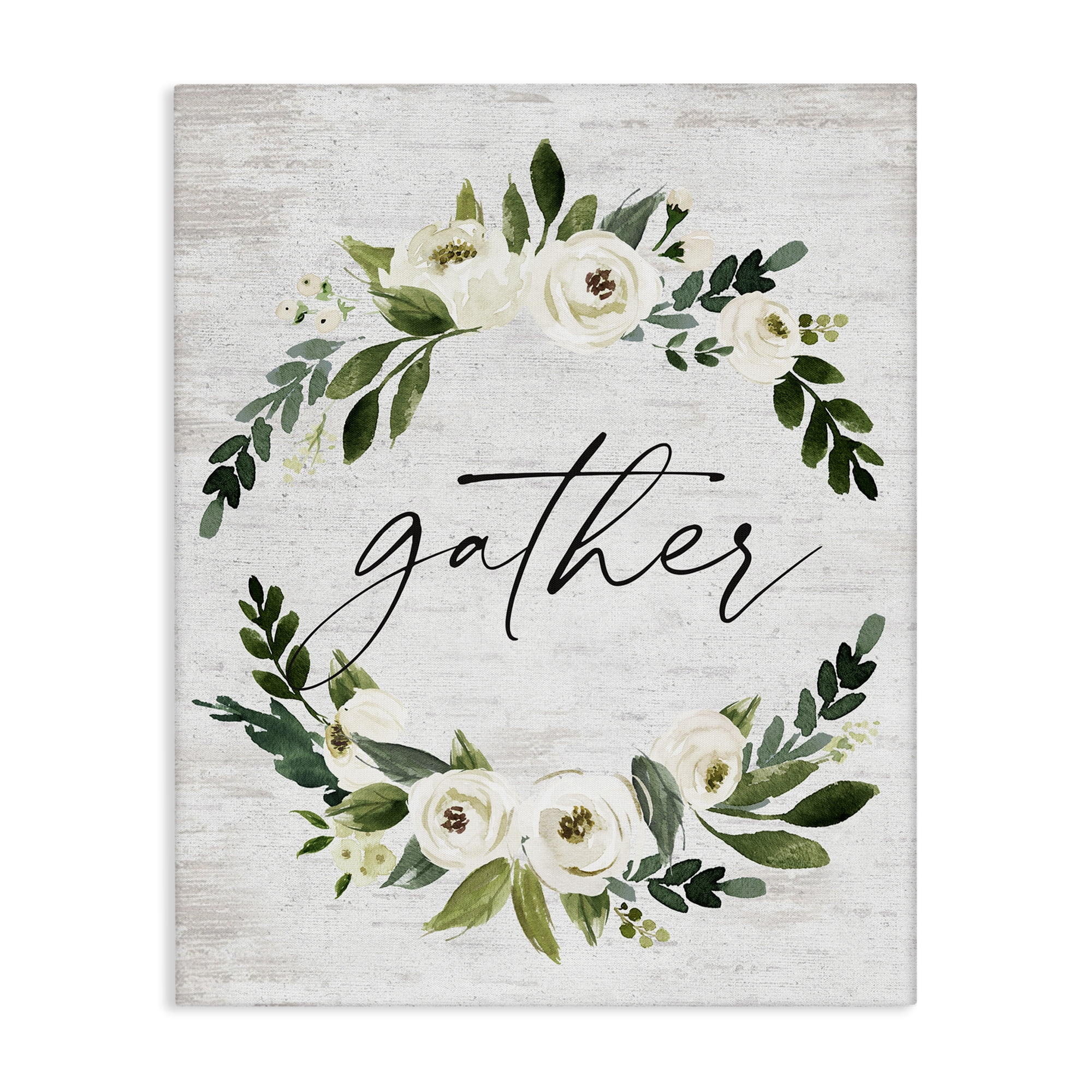 Stupell Industries Neutral Distressed Gather Botanical & Floral Painting Gallery Wrapped Canvas Art Print Wall Art, 30 x 40