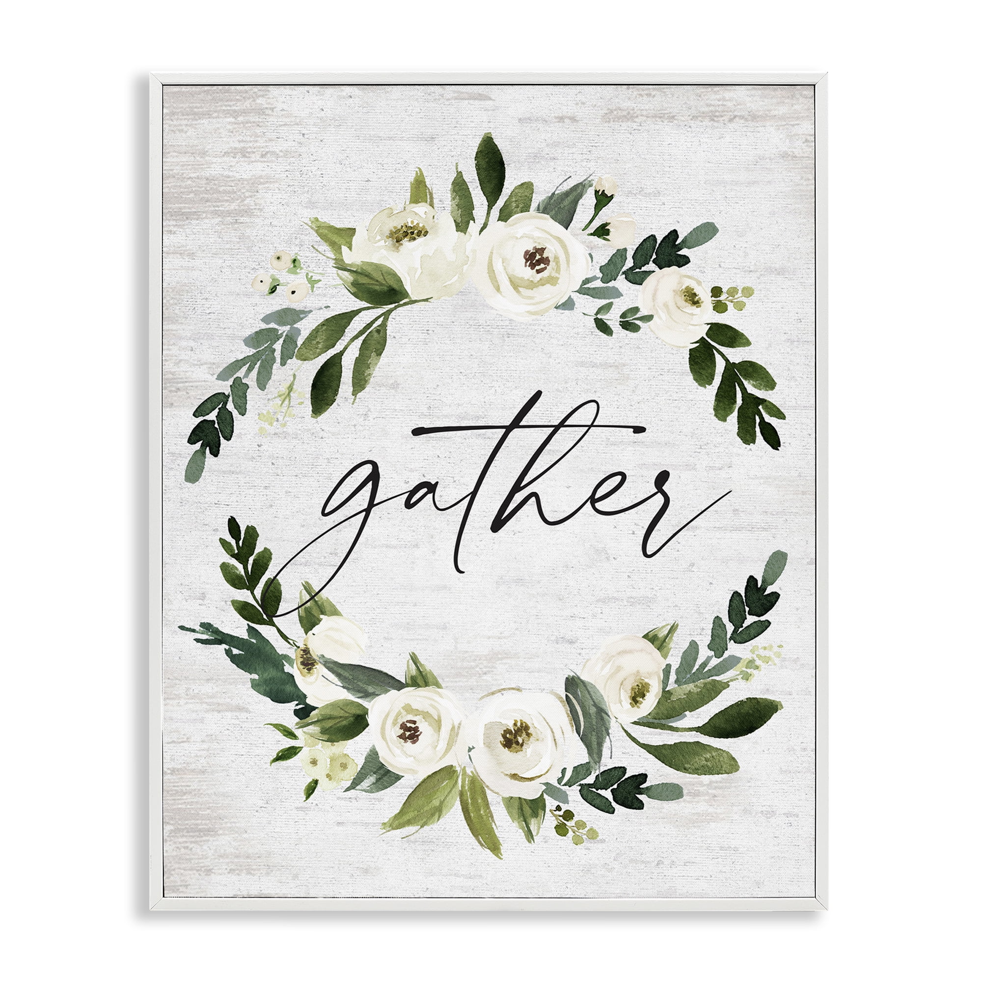 Stupell Industries Neutral Distressed Gather Botanical & Floral Painting White Framed Art Print Wall Art, 24 x 30