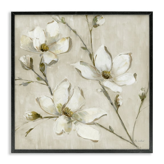 Stupell Industries Neutral Dogwood Branches Floral Painting Black Framed Art Print Wall Art, 12 x 12
