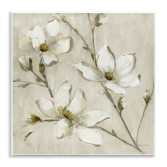 Stupell Industries Neutral Dogwood Branches Floral Painting Unframed Art Print Wall Art, 12 x 12