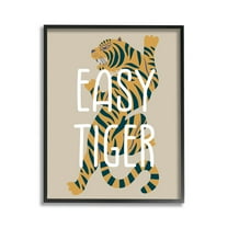 Stupell Industries Neutral Easy Tiger Animals & Insects Painting Black Framed Art Print Wall Art, 11 x 14
