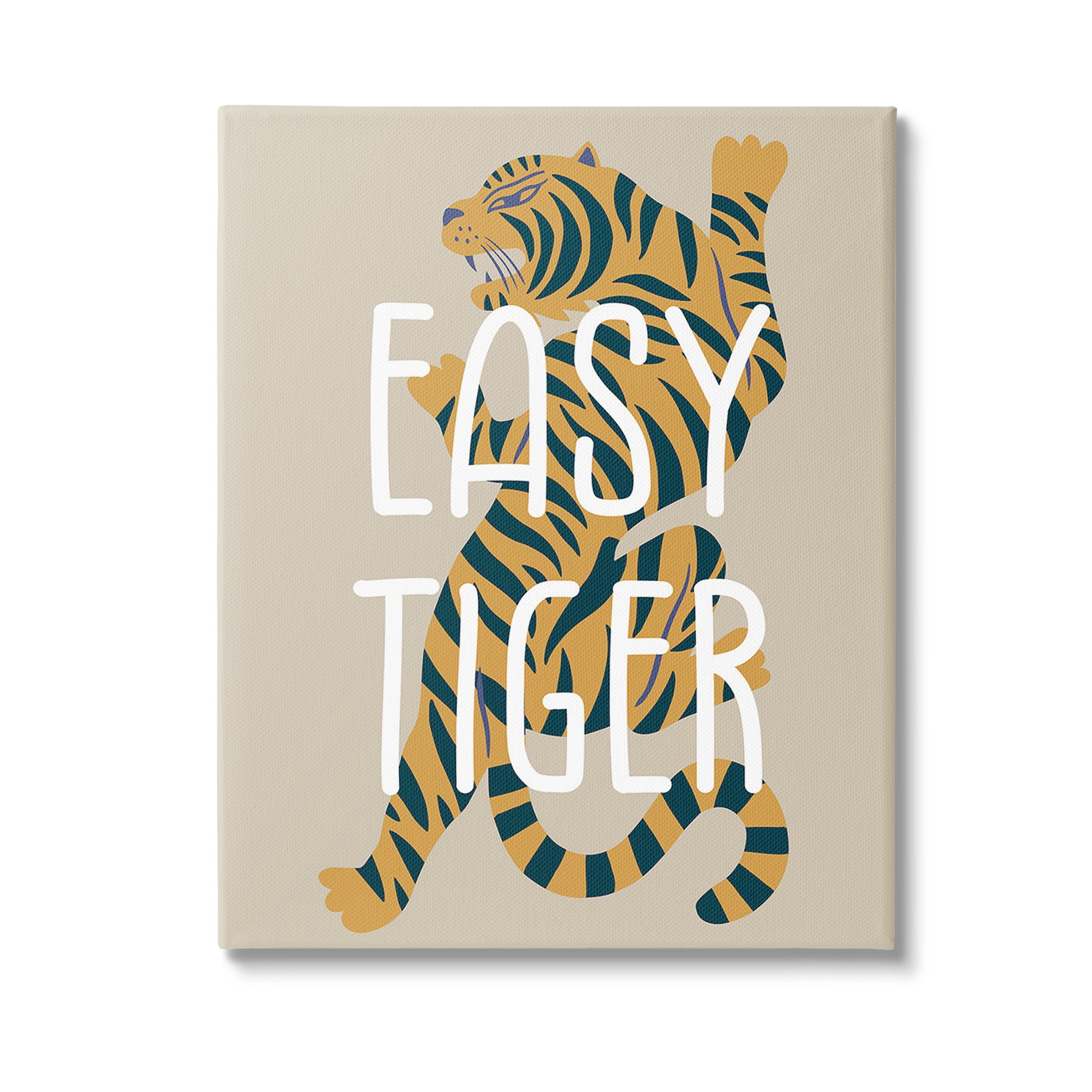 Stupell Industries Neutral Easy Tiger Animals & Insects Painting Gallery Wrapped Canvas Art Print Wall Art, 16 x 20