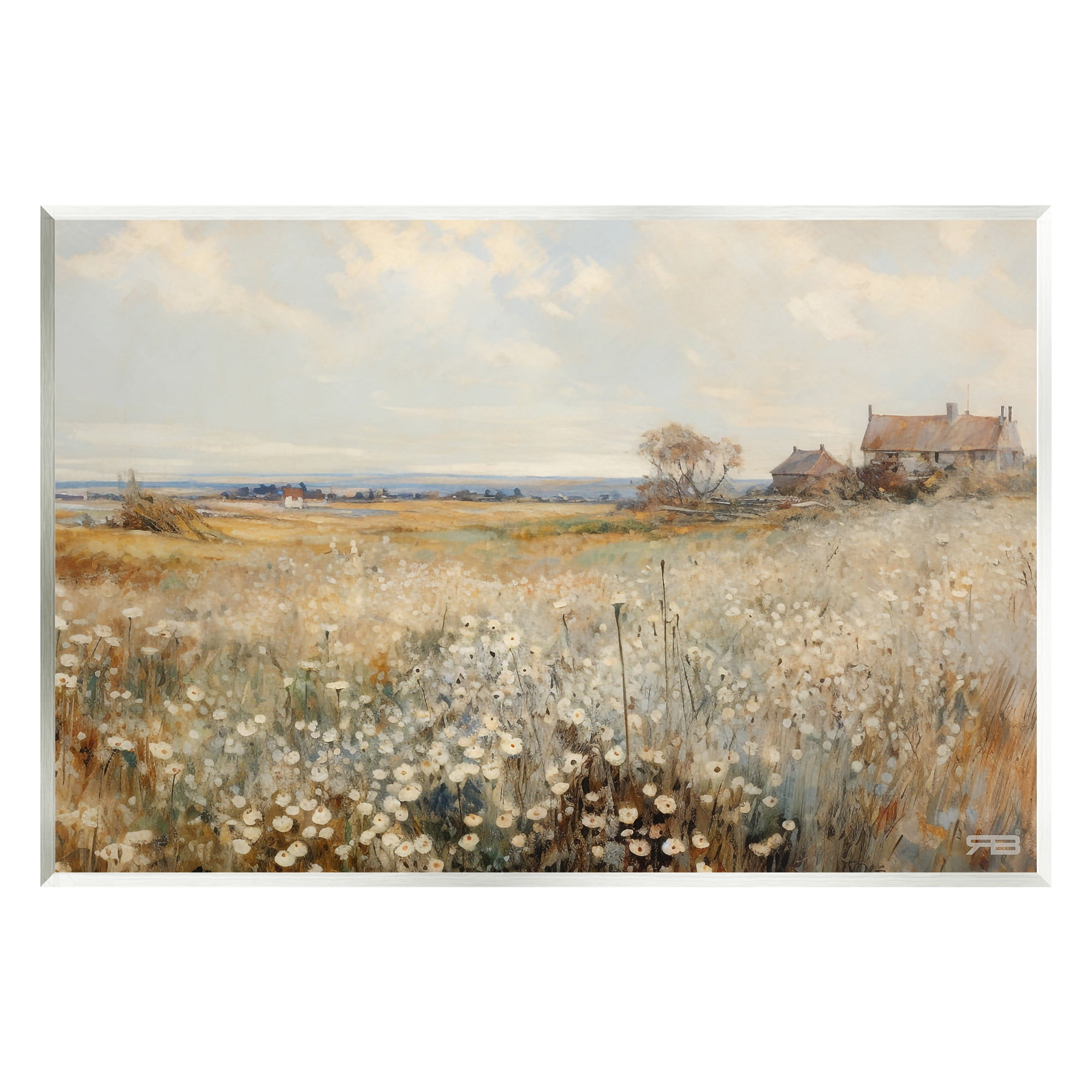 Stupell Industries Neutral Farmland Meadow Landscape Painting Unframed Art Print Wall Art, 19 x 13