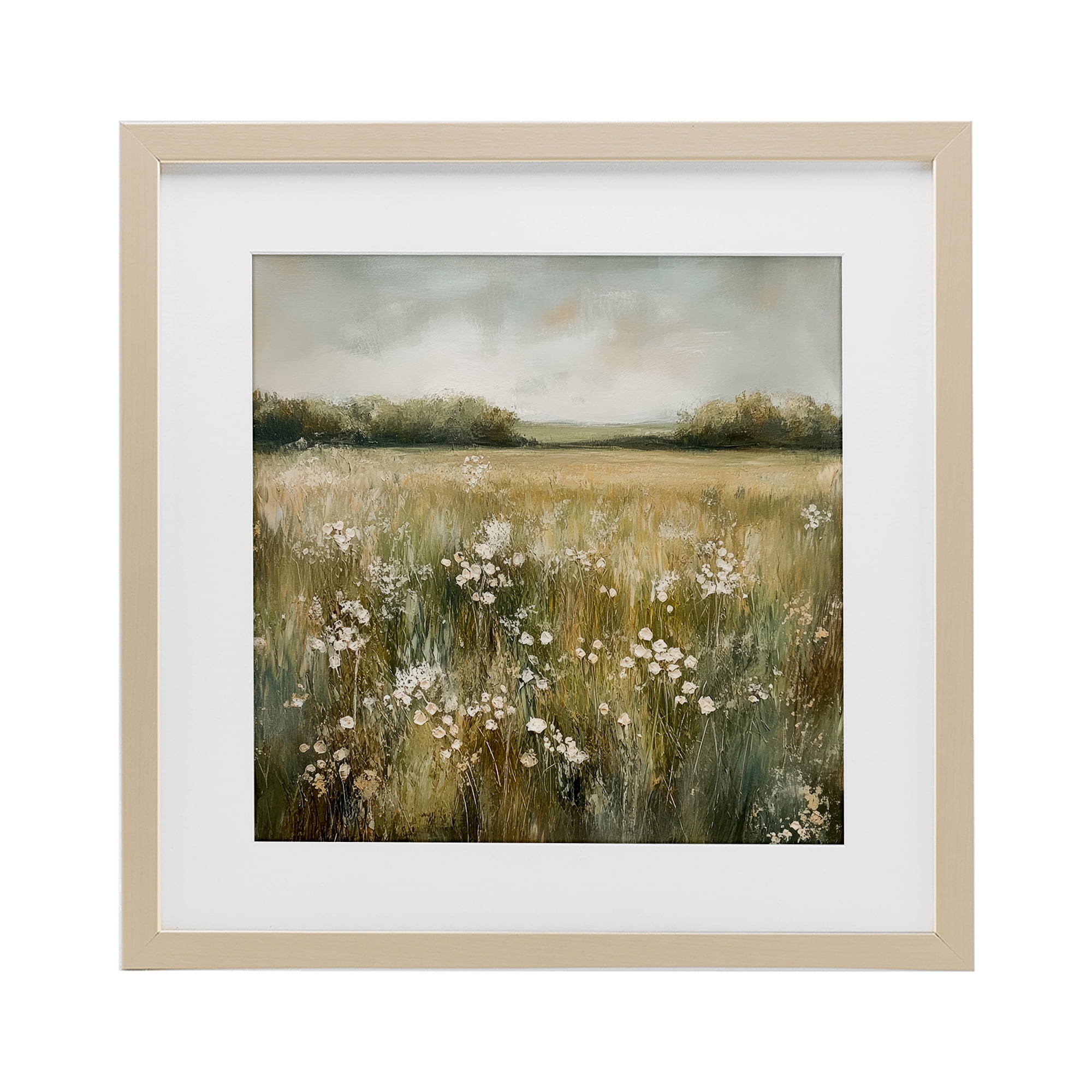 Stupell Industries Neutral Field Of Flowers Birch Framed Print Under Glass design by Petal Prints Design, 13 x 13