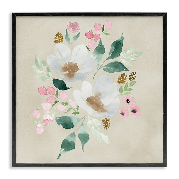 Stupell Industries Neutral Floral Beauty Botanical & Floral Painting Black Framed Art Print Wall Art, 17 x 17