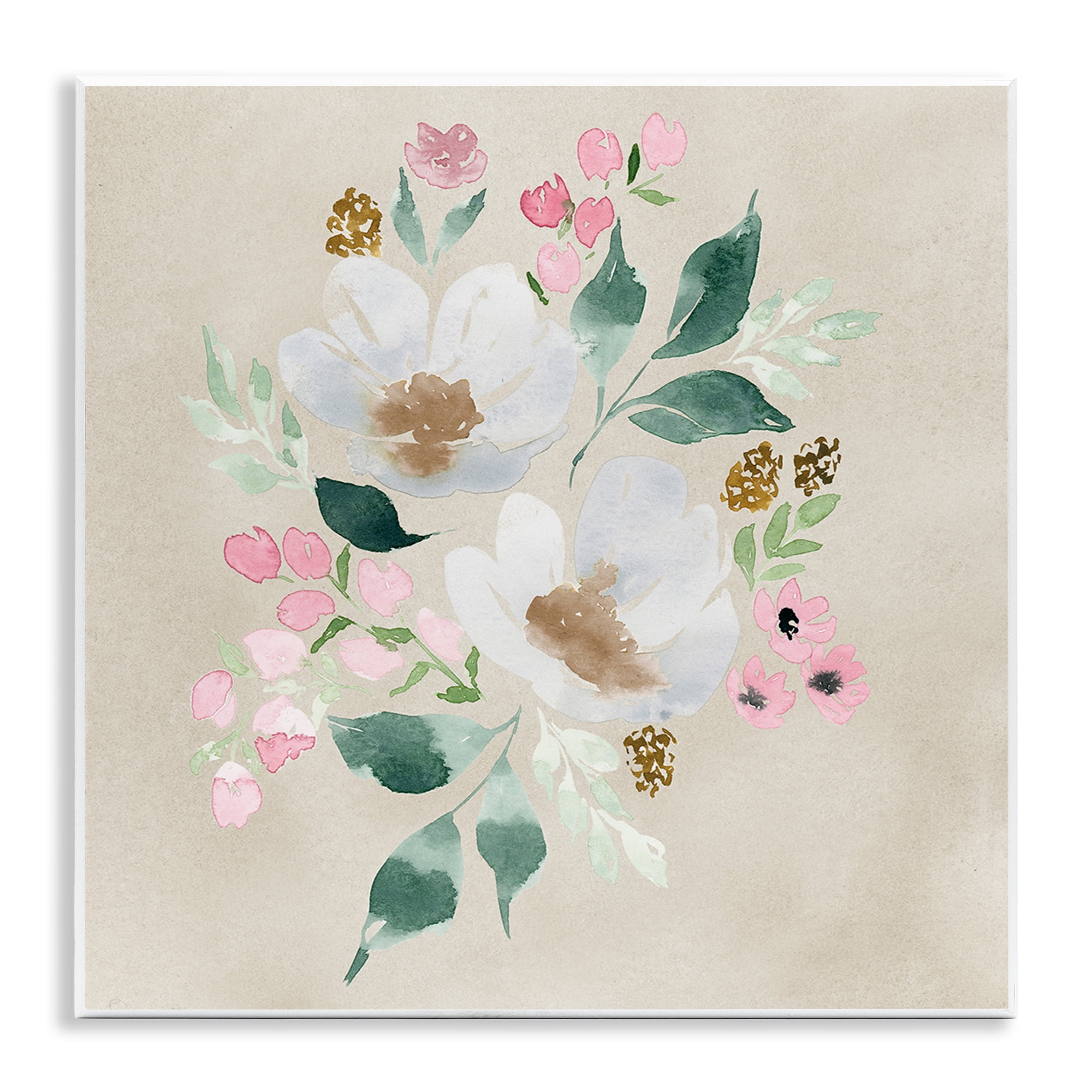 Stupell Industries Neutral Floral Beauty Botanical & Floral Painting Unframed Art Print Wall Art, 12 x 12