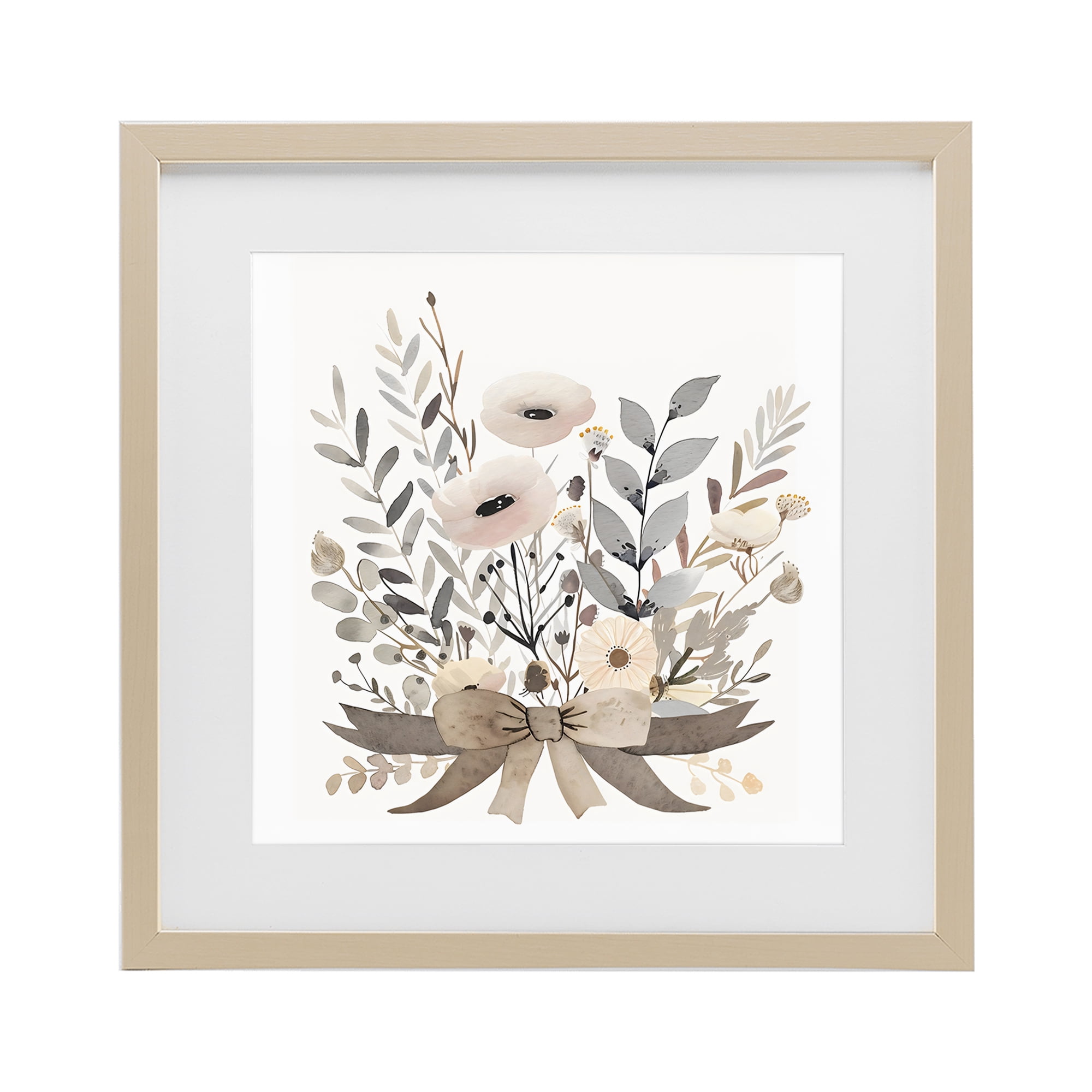 Stupell Industries Neutral Floral Bouquet Beige Birch Framed Print Under Glass, design by Creative Studio