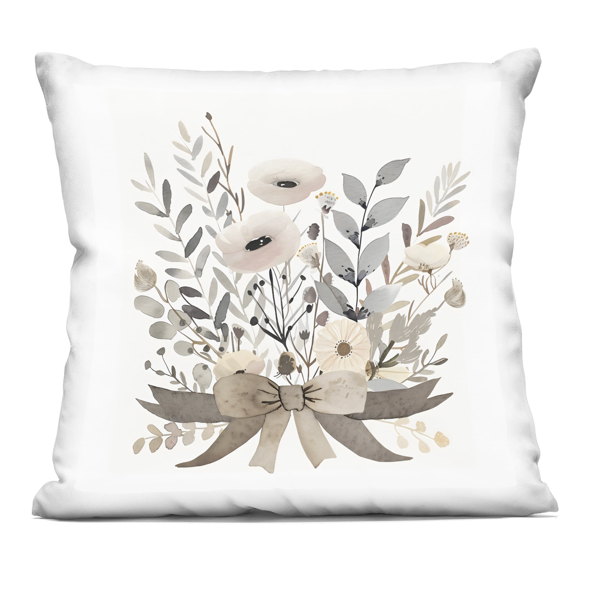 Stupell Industries Neutral Floral Bouquet Beige Decorative Printed Throw Pillow, design by Creative Studio, 18 x 7 x 18