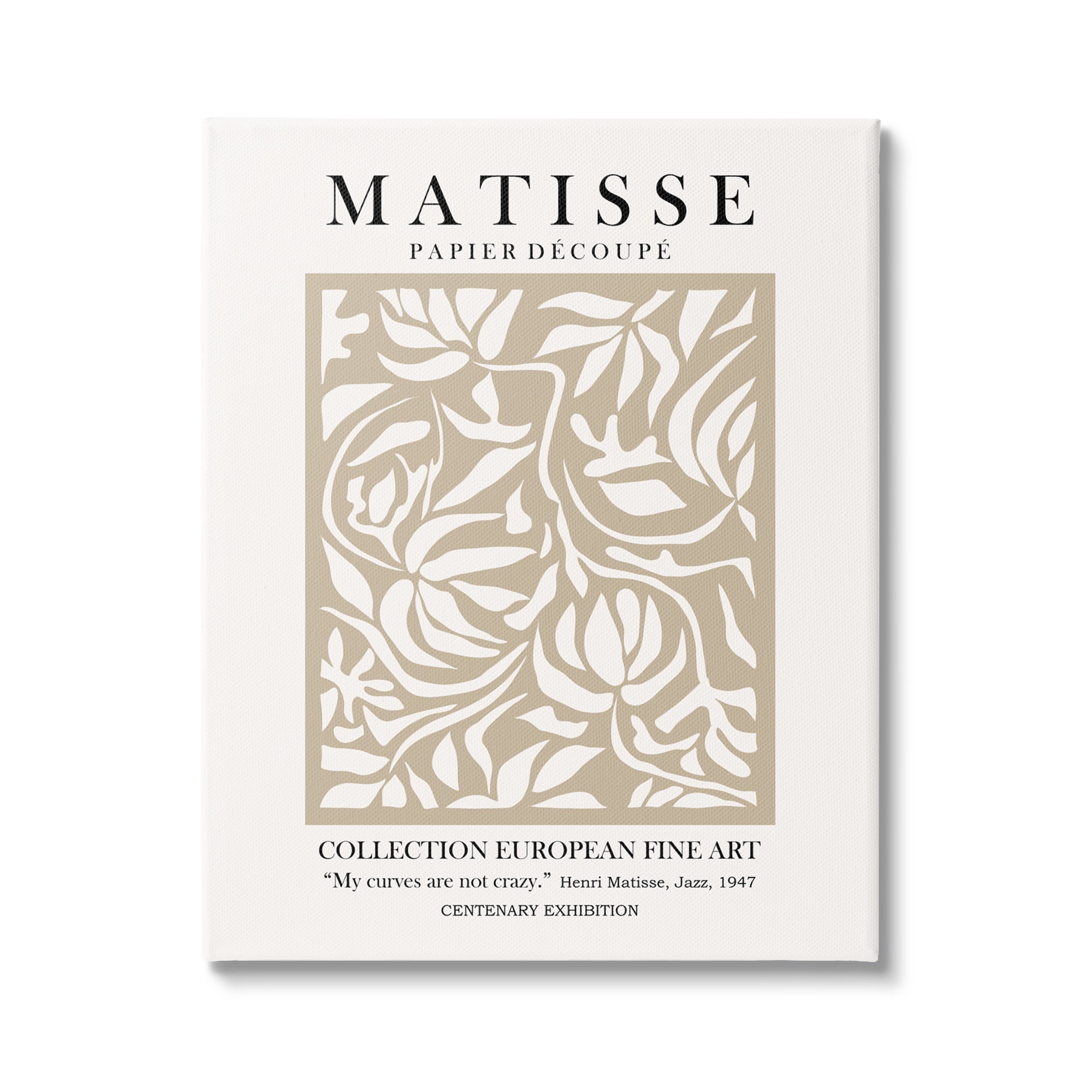 Stupell Industries Neutral Floral Foliage Pattern Historical Exhibition Text Canvas Wall Art, 30 x 40, Design by Ros Ruseva
