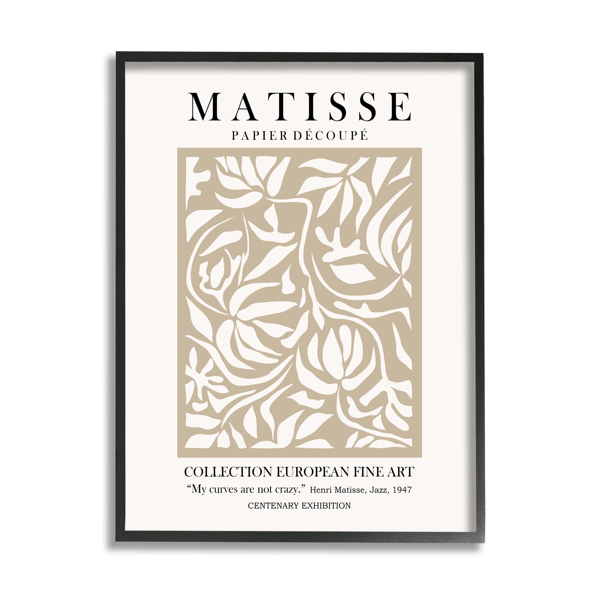Stupell Industries Neutral Floral Foliage Pattern Historical Exhibition Text Framed Wall Art, 11 x 14, Design by Ros Ruseva