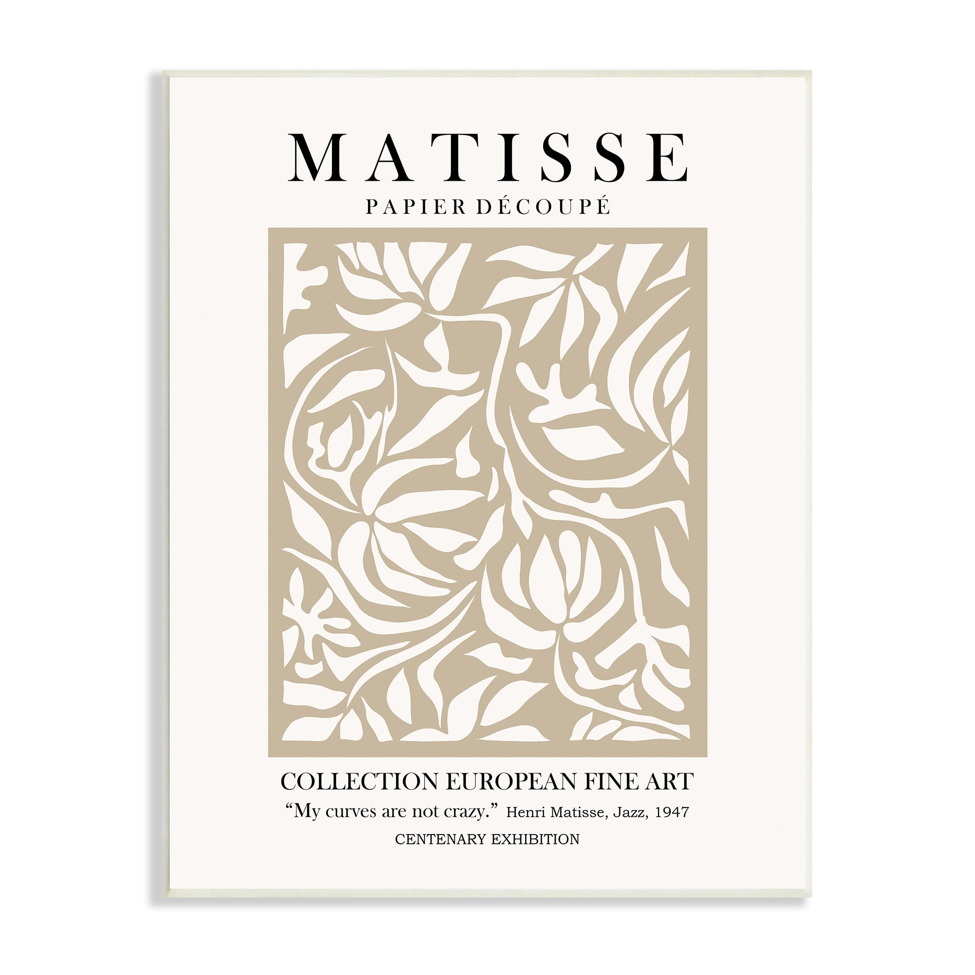 Stupell Industries Neutral Floral Foliage Pattern Historical Exhibition Text Wood Wall Art, 10 x 15, Design by Ros Ruseva