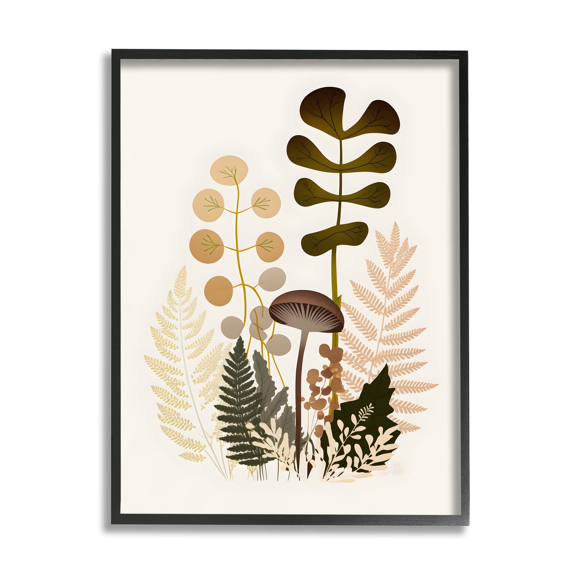 Stupell Industries Neutral Forest Botanicals Botanical & Floral Painting Black Framed Art Print Wall Art, 24 x 30
