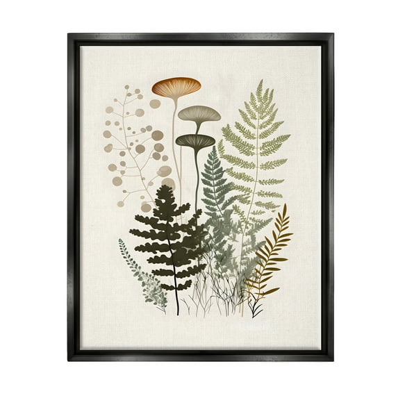 Stupell Industries Neutral Forest Ferns Botanical & Floral Painting Black Floater Framed Canvas Art Print Wall Art, 25 x 31