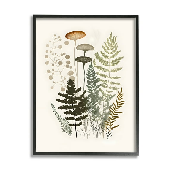 Stupell Industries Neutral Forest Ferns Botanical & Floral Painting Black Framed Art Print Wall Art, 11 x 14