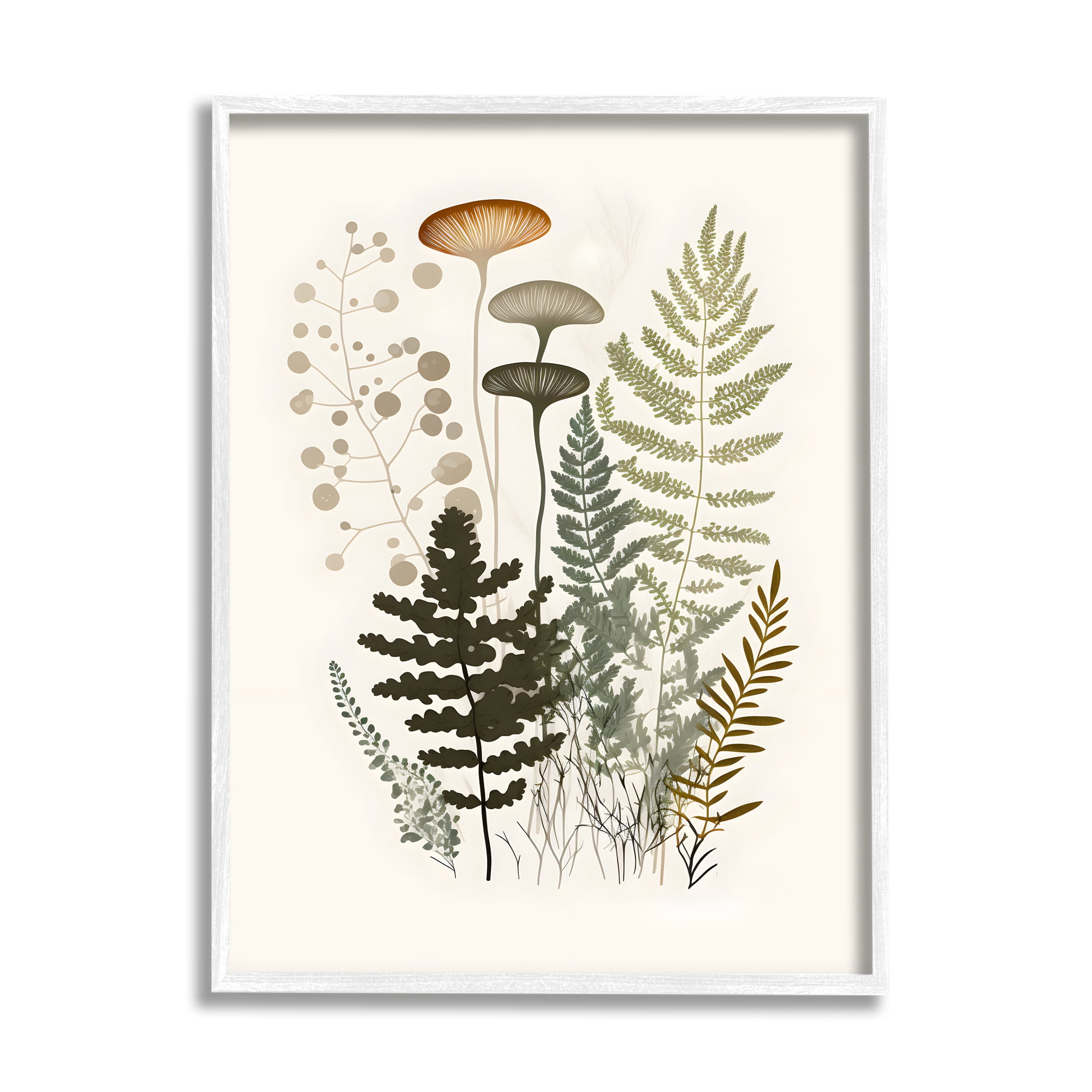 Stupell Industries Neutral Forest Ferns Botanical & Floral Painting White Framed Art Print Wall Art, 24 x 30
