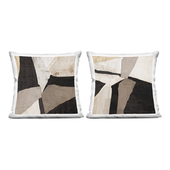 Stupell Industries Neutral Fragmented Geometric Shapes 2 Piece Decorative Printed Throw Pillow Set, design by Susan Jill