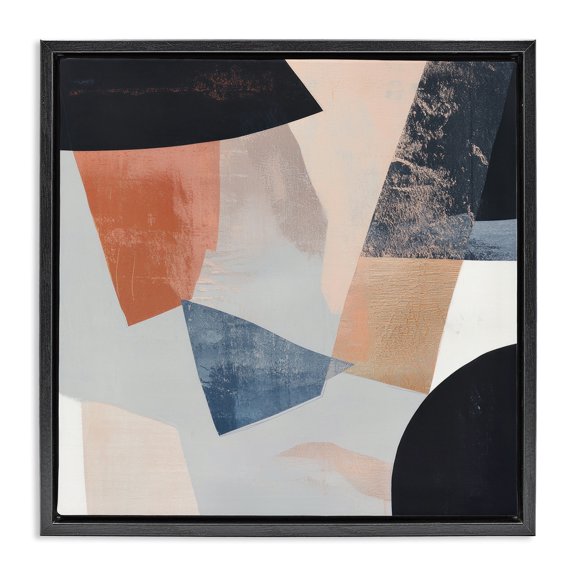 Stupell Industries Neutral Fragmented Visions Black Framed Floater Canvas Wall Art design by Mona Grace, 18 x 18