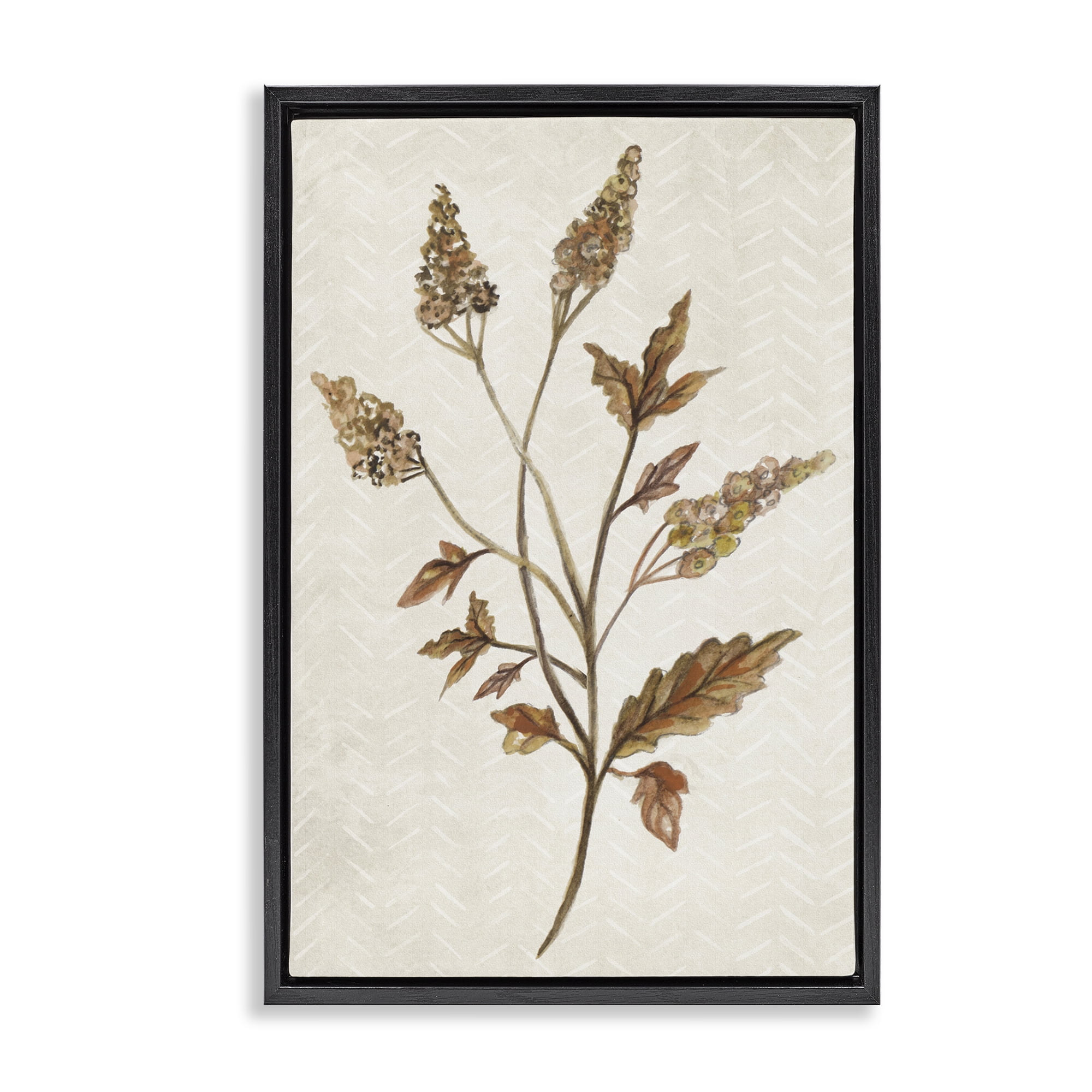 Stupell Industries Neutral Garden Botanics Botanical & Floral Painting Black Floater Framed Canvas Art Print Wall Art, 21 x 31