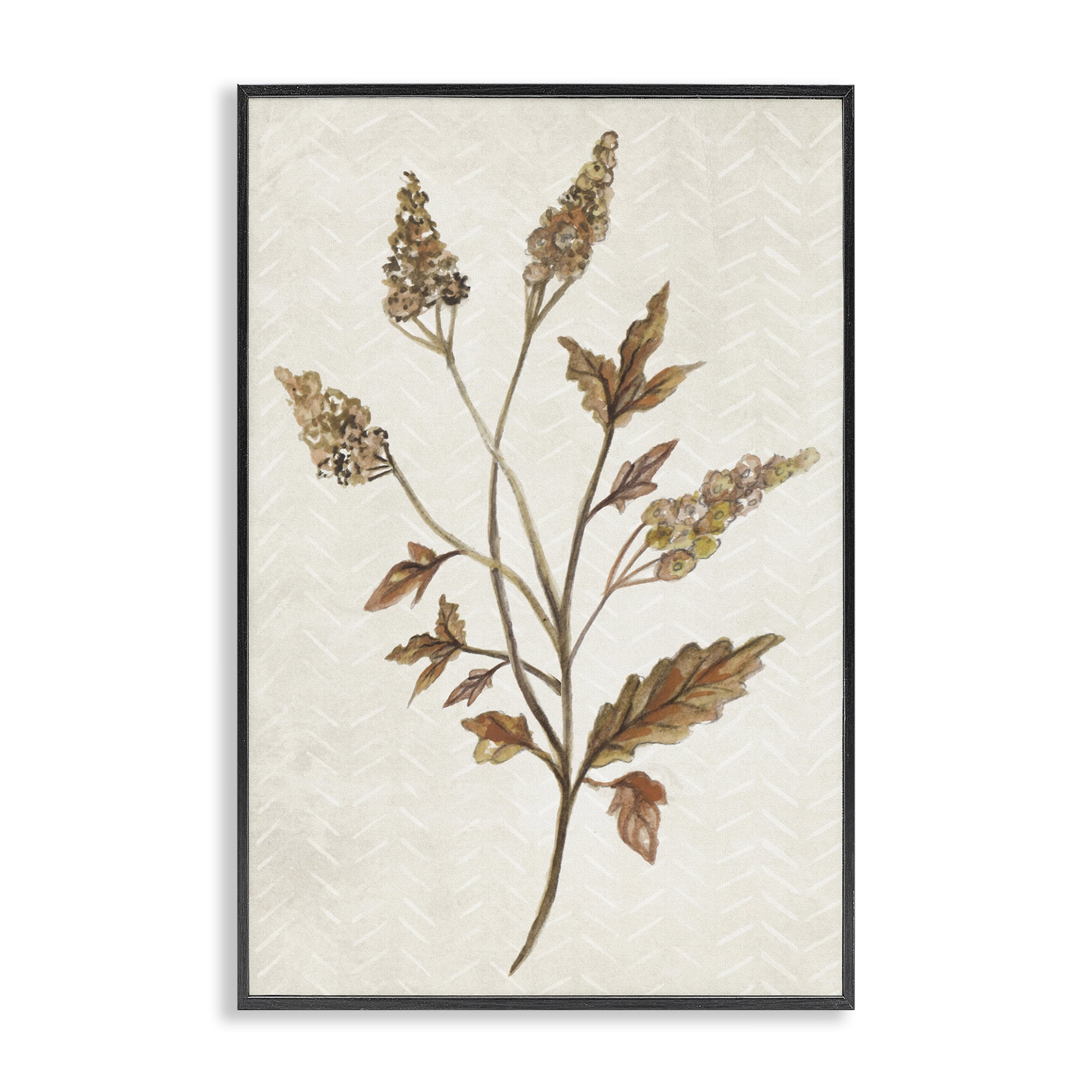 Stupell Industries Neutral Garden Botanics Botanical & Floral Painting Black Framed Art Print Wall Art, 16 x 24