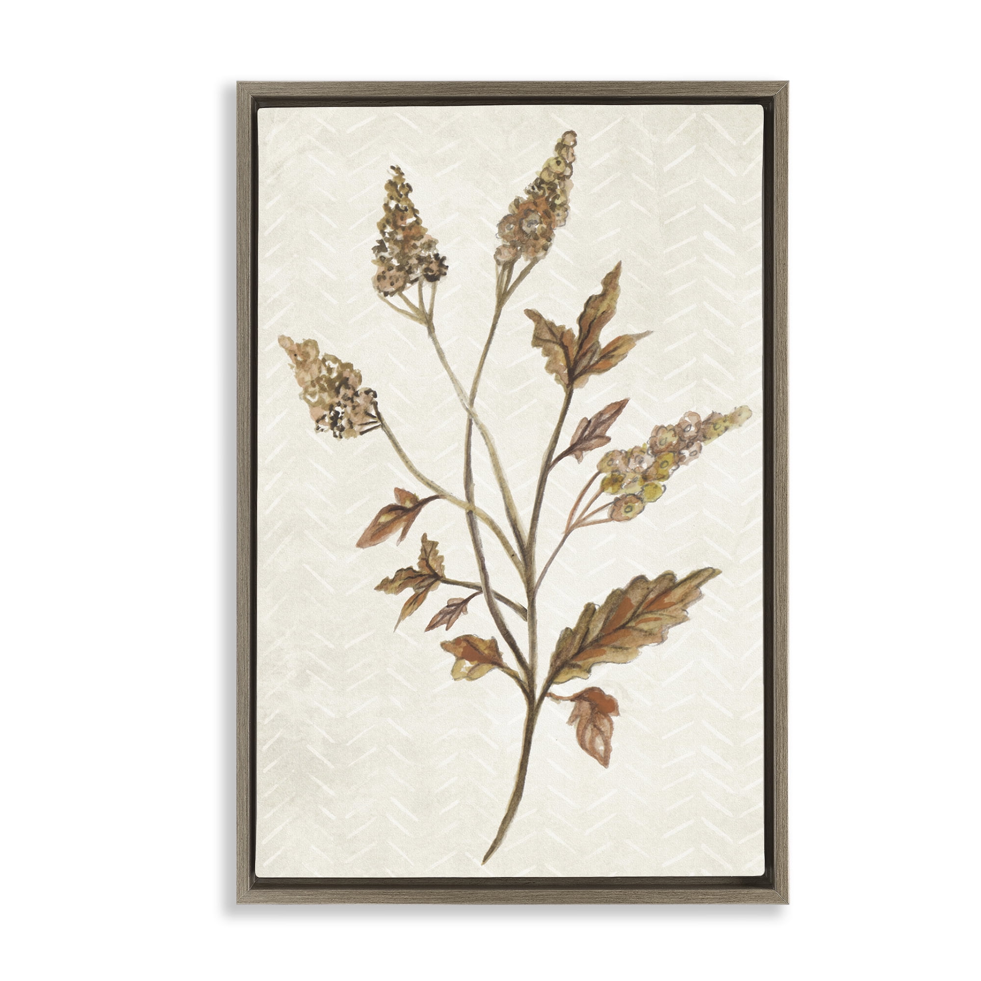 Stupell Industries Neutral Garden Botanics Botanical & Floral Painting Brown Floater Framed Canvas Art Print Wall Art, 21 x 31