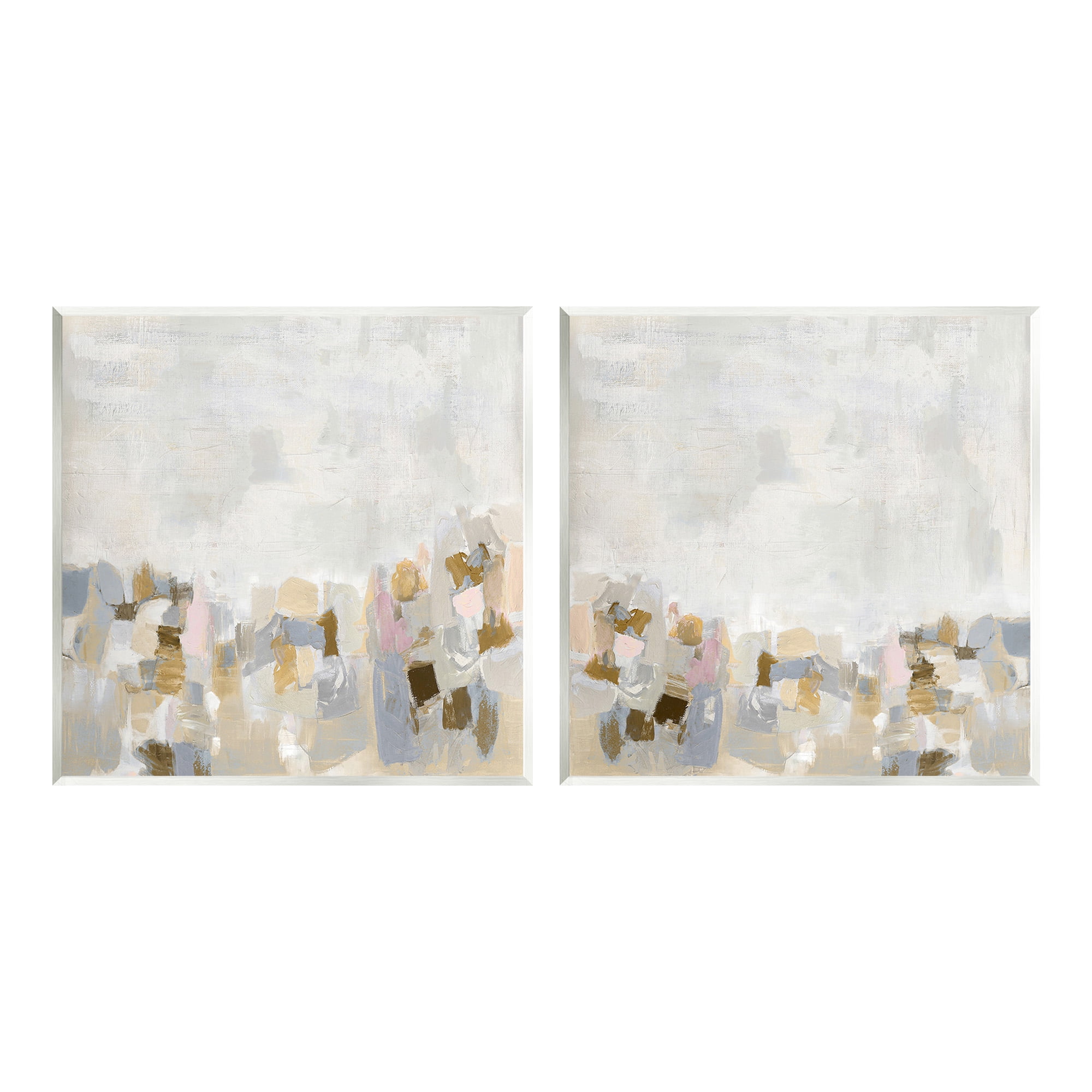 Stupell Industries Neutral Geometric Horizon Abstract Painting Unframed Art Print Wall Art, 12 x 12, Set of 2