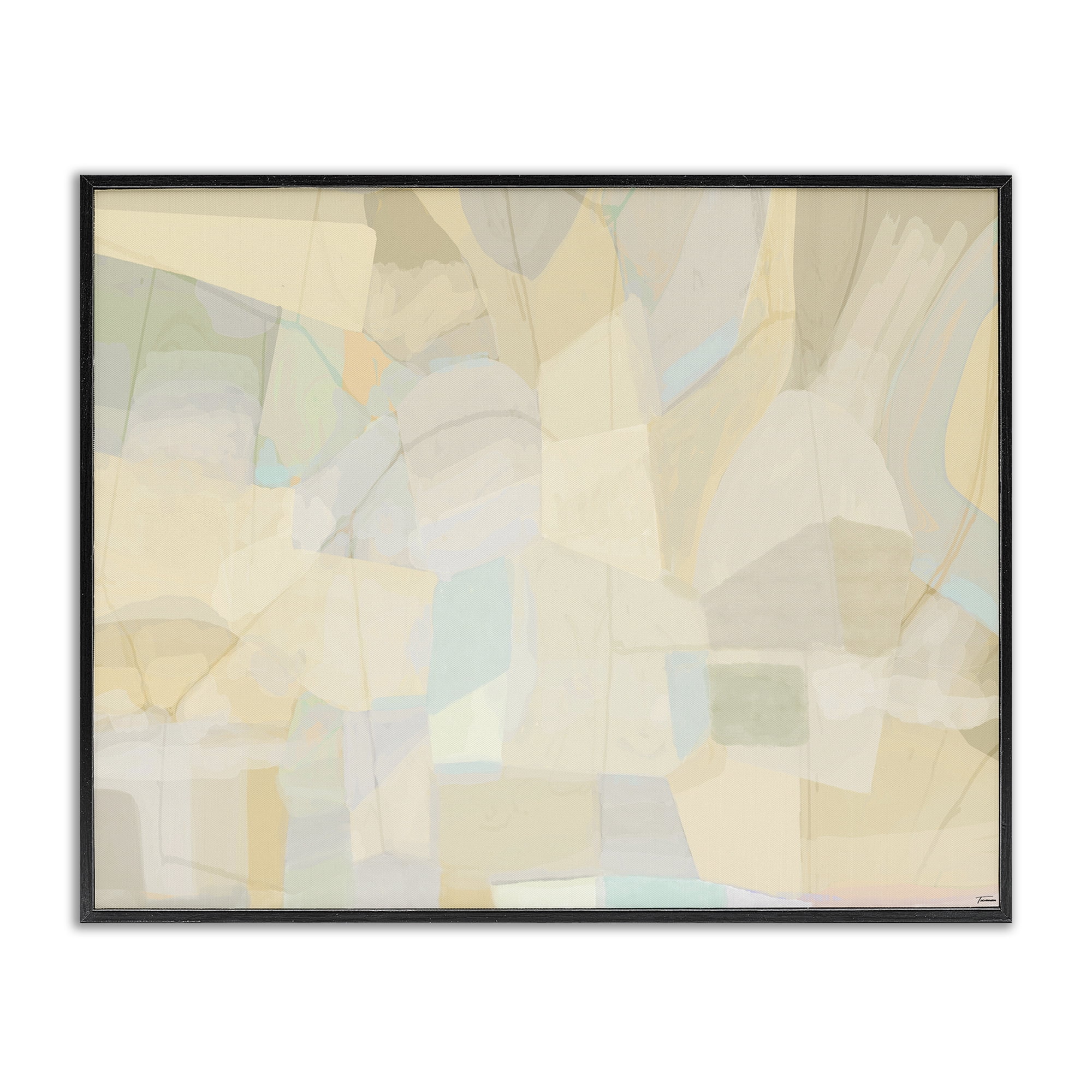 Stupell Industries Neutral Geometric Pattern Abstract Painting Black Framed Art Print Wall Art, 30 x 24