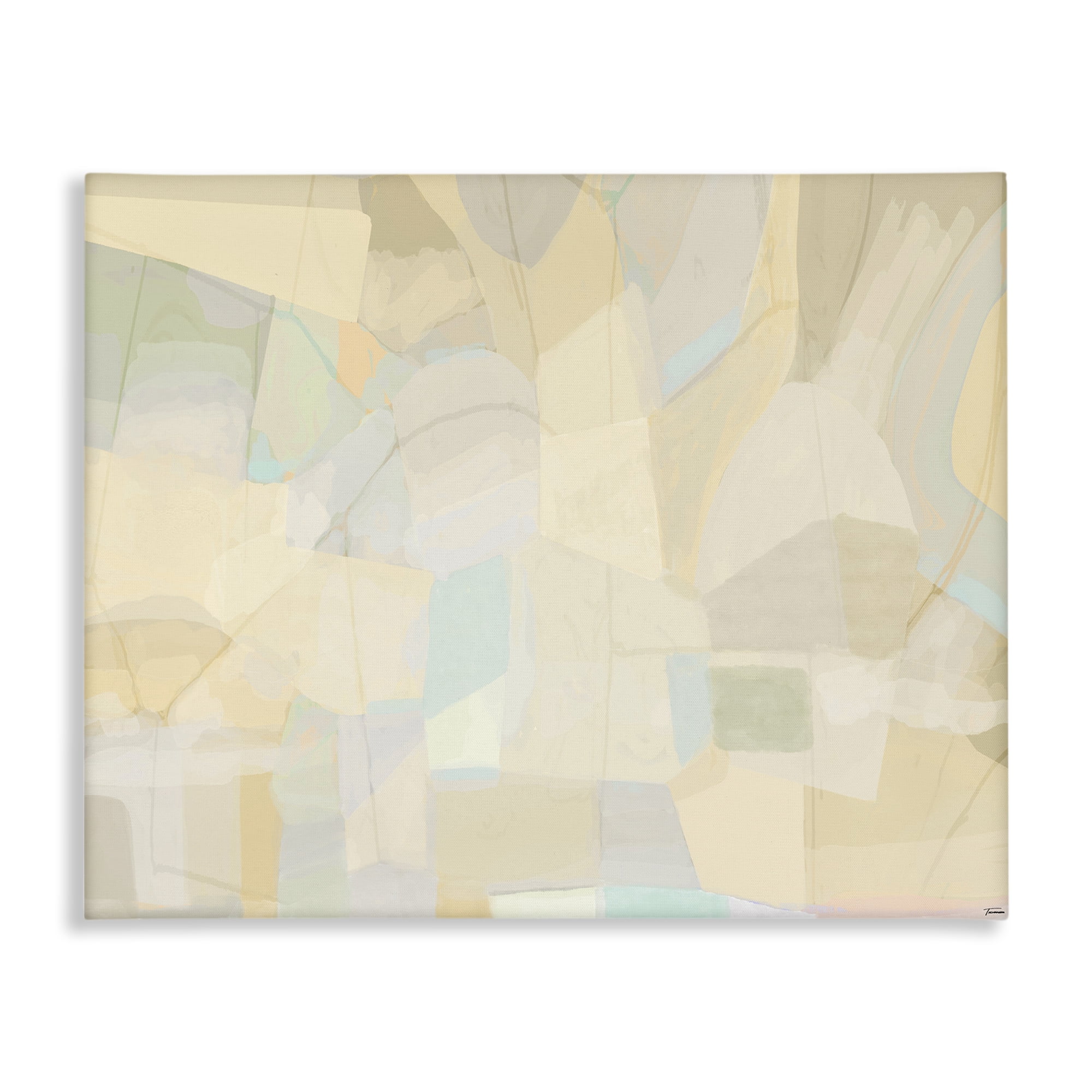 Stupell Industries Neutral Geometric Pattern Abstract Painting Gallery Wrapped Canvas Art Print Wall Art, 48 x 36