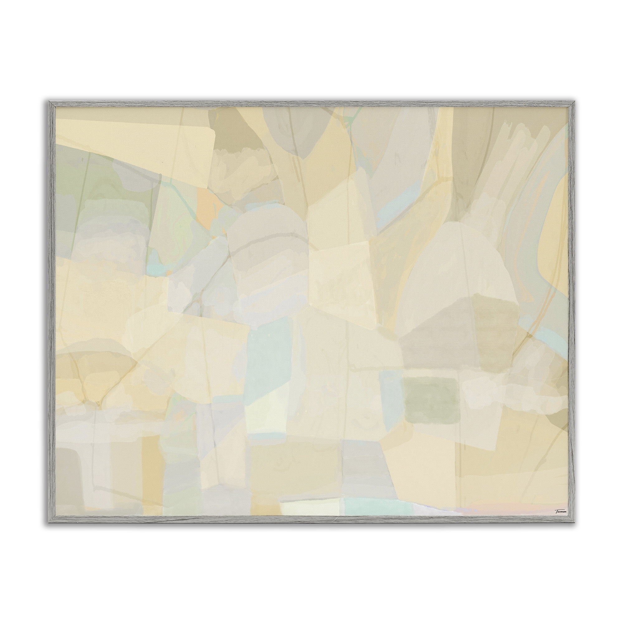 Stupell Industries Neutral Geometric Pattern Abstract Painting Gray Framed Art Print Wall Art, 30 x 24