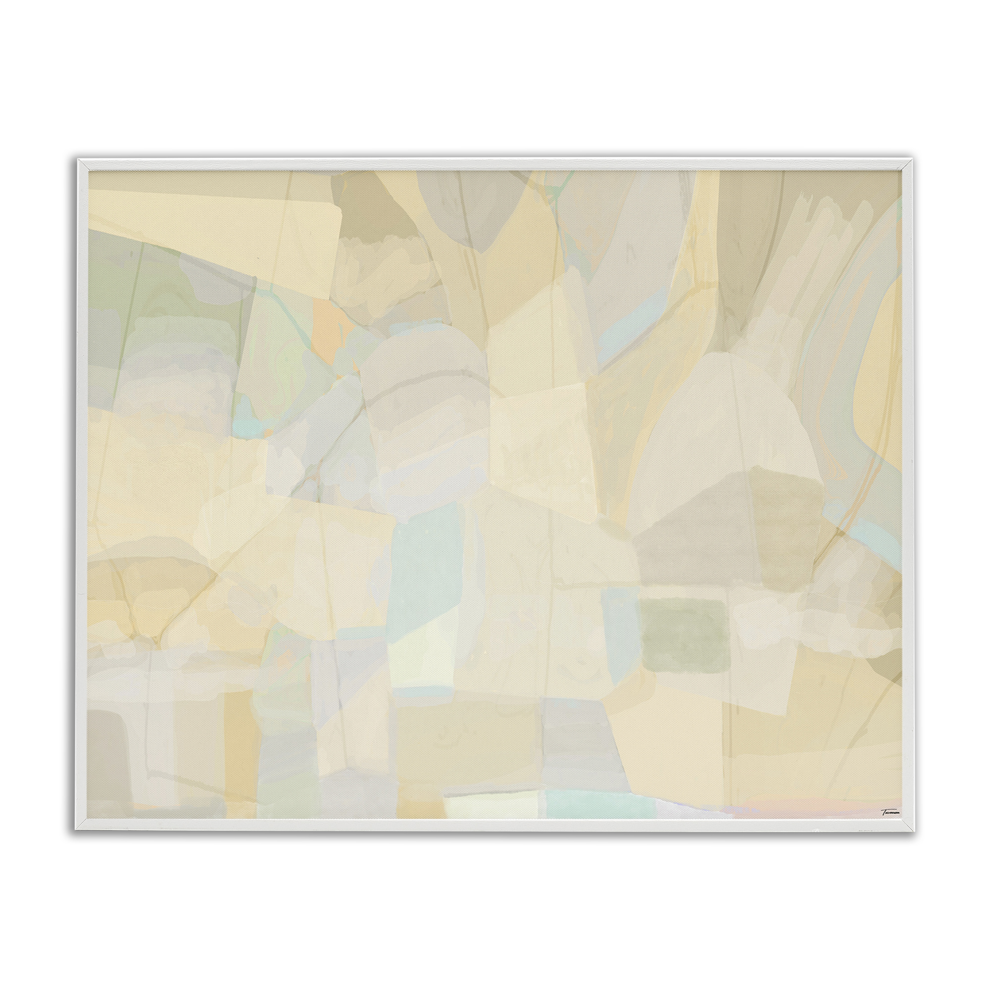 Stupell Industries Neutral Geometric Pattern Abstract Painting White Framed Art Print Wall Art, 30 x 24