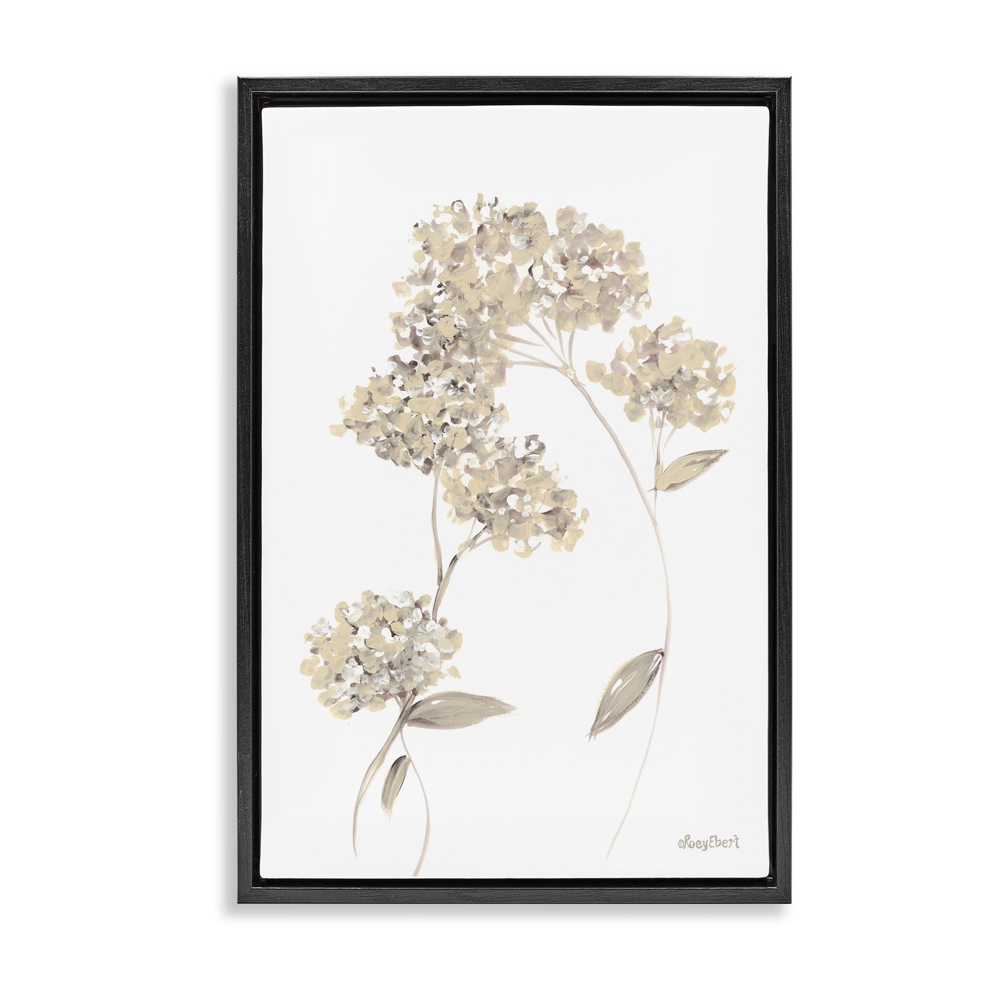 Stupell Industries Neutral Geranium Florets Botanical & Floral Painting Black Floater Framed Art Print Wall Art, 17 x 25