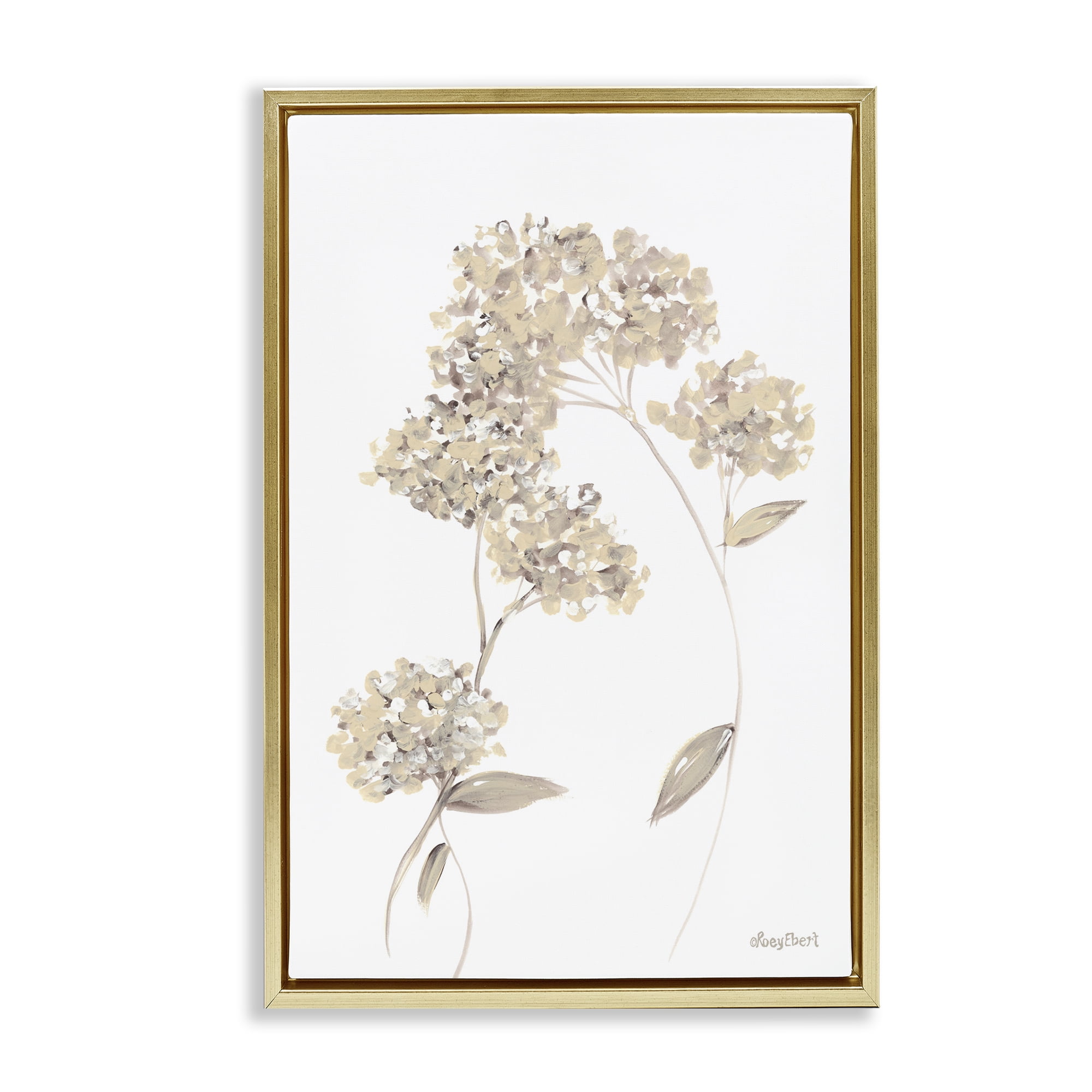 Stupell Industries Neutral Geranium Florets Botanical & Floral Painting Gold Floater Framed Art Print Wall Art, 17 x 25