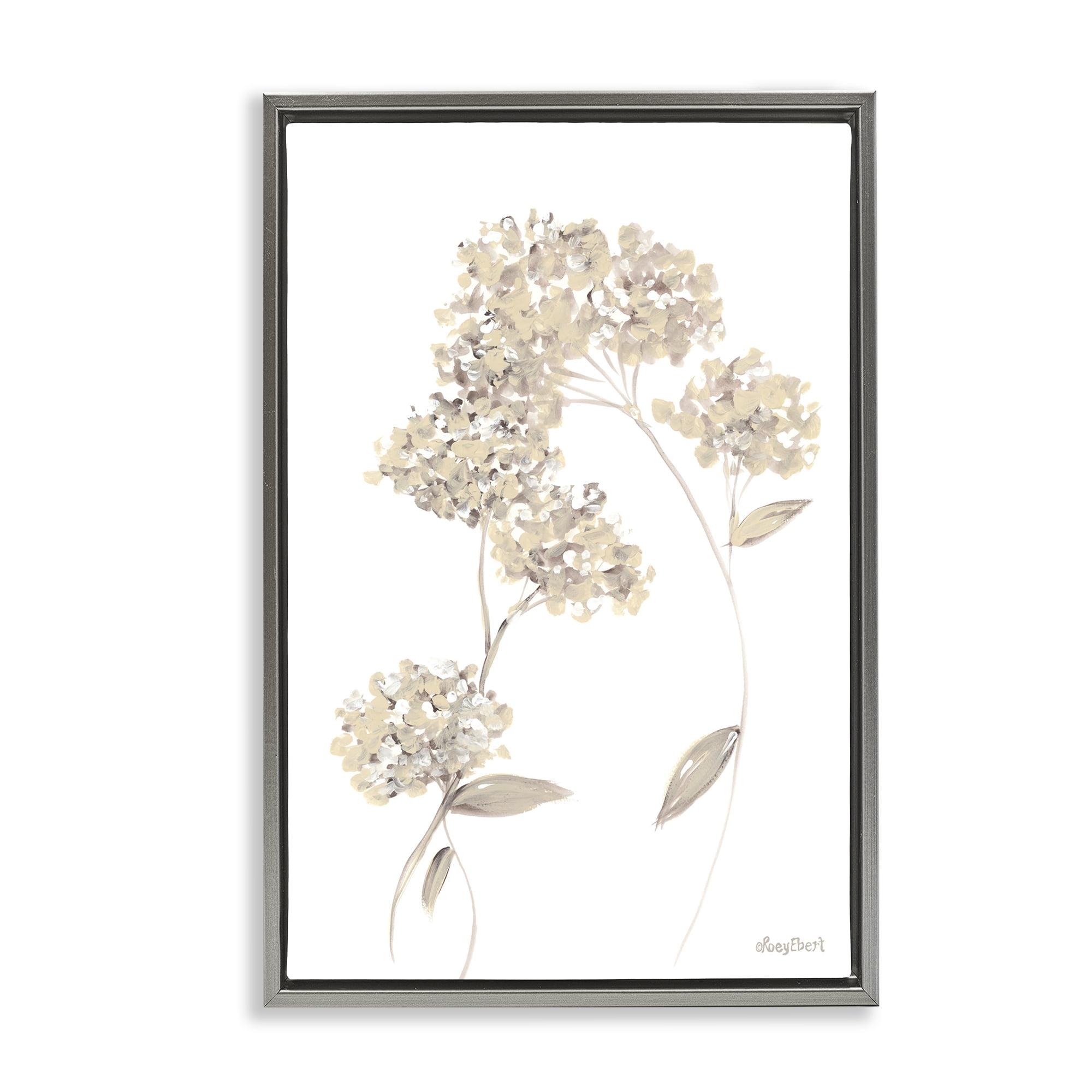 Stupell Industries Neutral Geranium Florets Botanical & Floral Painting Gray Floater Framed Art Print Wall Art, 21 x 31