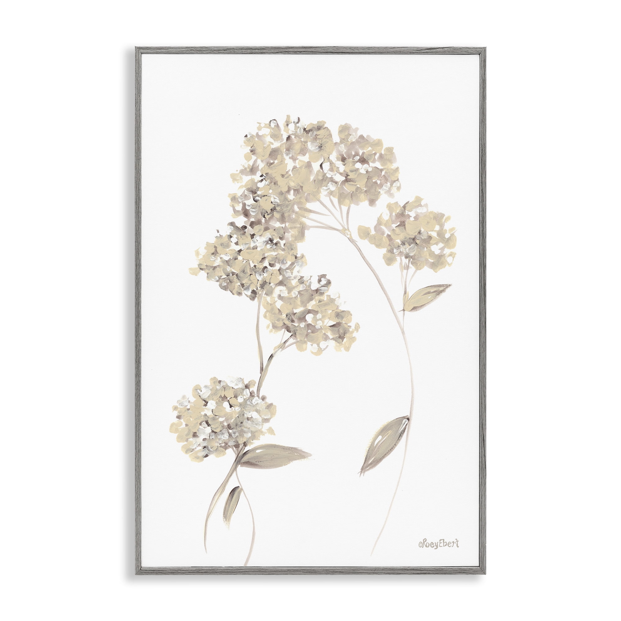 Stupell Industries Neutral Geranium Florets Botanical & Floral Painting Gray Framed Art Print Wall Art, 16 x 24