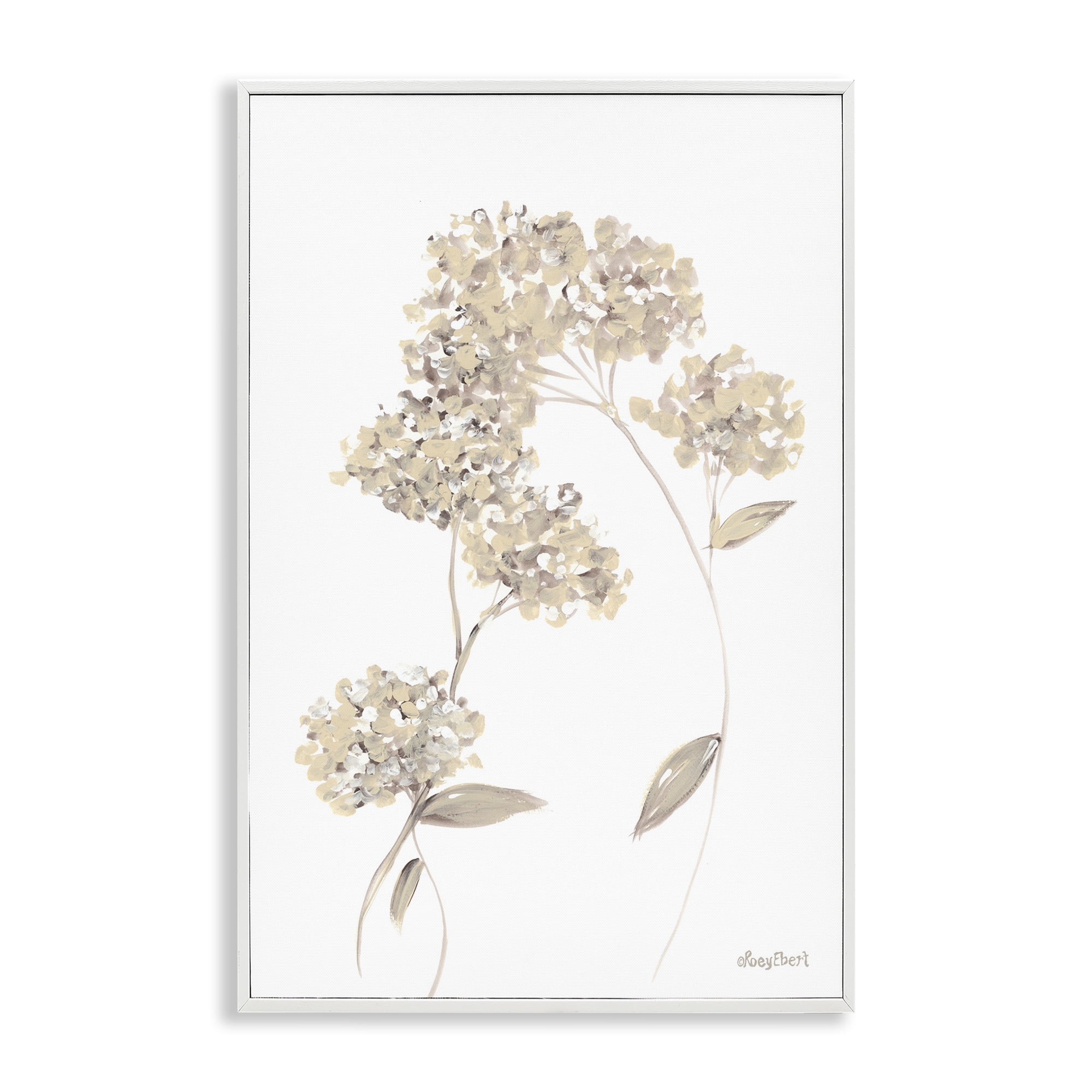 Stupell Industries Neutral Geranium Florets Botanical & Floral Painting White Framed Art Print Wall Art, 16 x 24