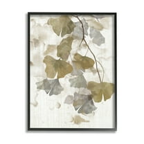 Stupell Industries Neutral Gingko Leaves Botanical & Floral Painting Black Framed Art Print Wall Art, 11 x 14