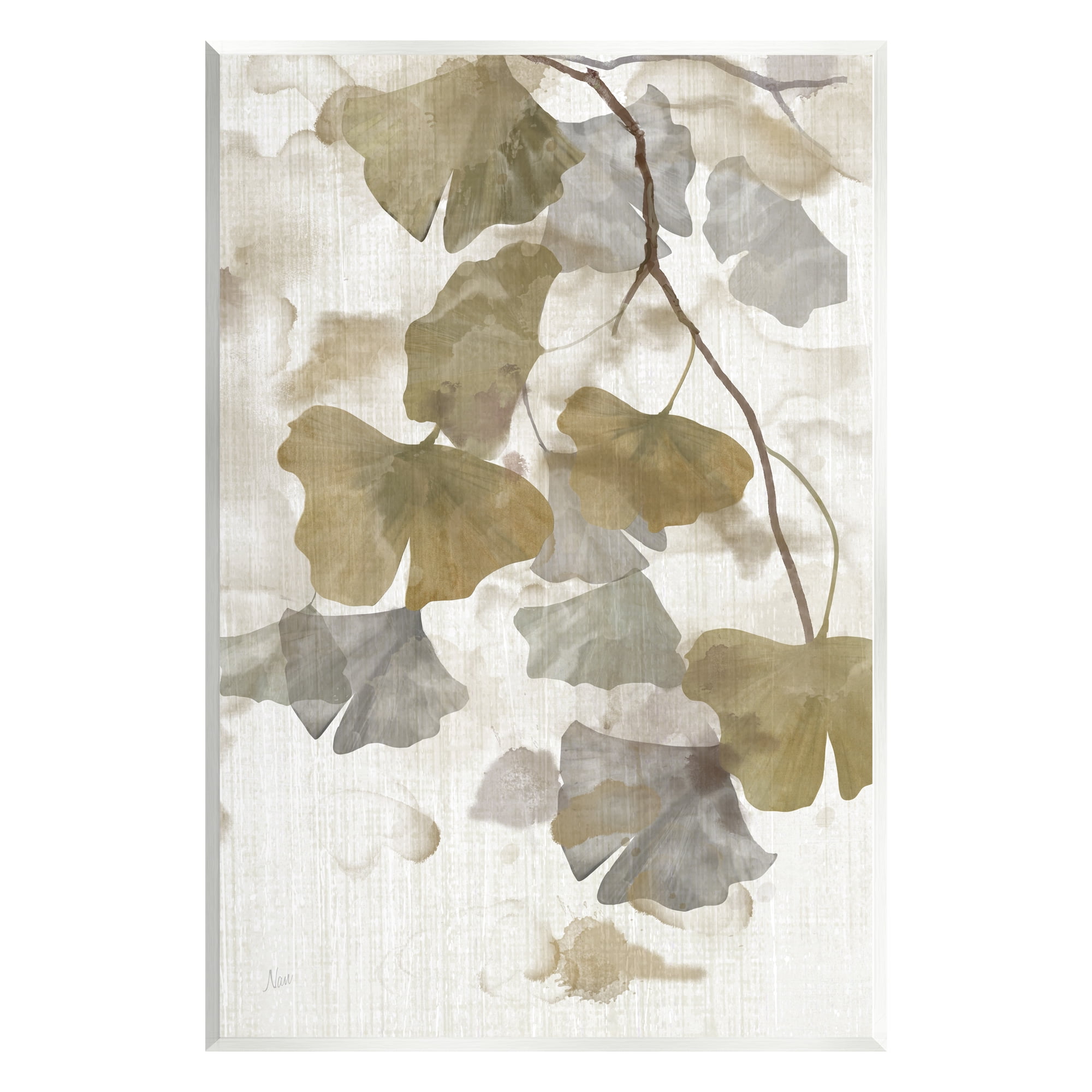 Stupell Industries Neutral Gingko Leaves Botanical & Floral Painting Unframed Art Print Wall Art, 13 x 19