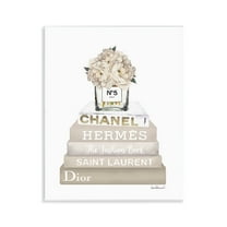 Stupell Industries Neutral Glam Bookstack Fashion Painting Unframed Art Print Wall Art, 11 x 14