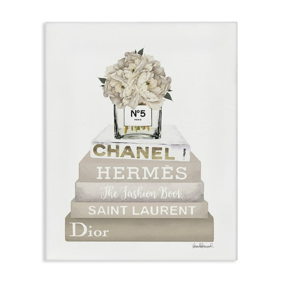 Stupell Industries Neutral Glam Bookstack Fashion Painting Wrapped Canvas Art Print Wall Art, 30 x 40