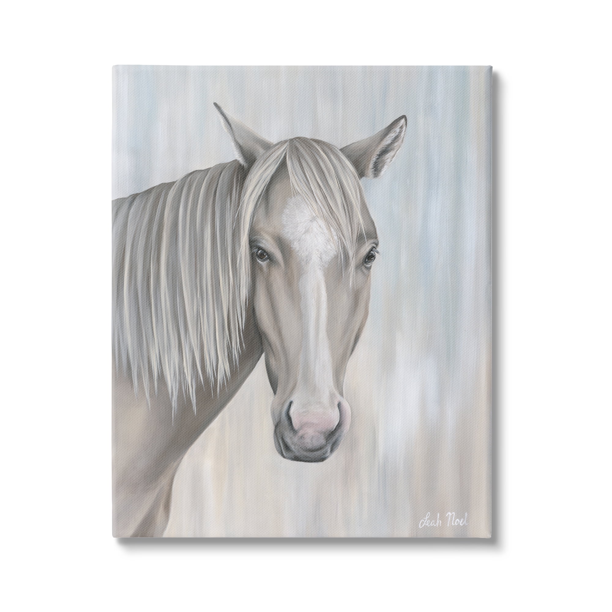 Stupell Industries Neutral Grey Horse Portrait Animals & Insects Painting Gallery Wrapped Canvas Art Print Wall Art, 16 x 20