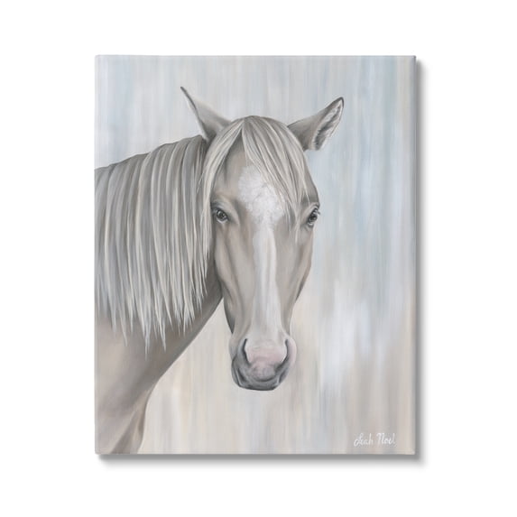 Stupell Industries Neutral Grey Horse Portrait Animals & Insects Painting Gallery Wrapped Canvas Art Print Wall Art, 16 x 20
