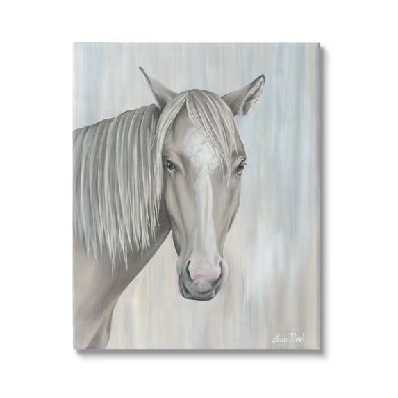 Stupell Industries Neutral Grey Horse Portrait Animals & Insects Painting Gallery Wrapped Canvas Art Print Wall Art, 24 x 30