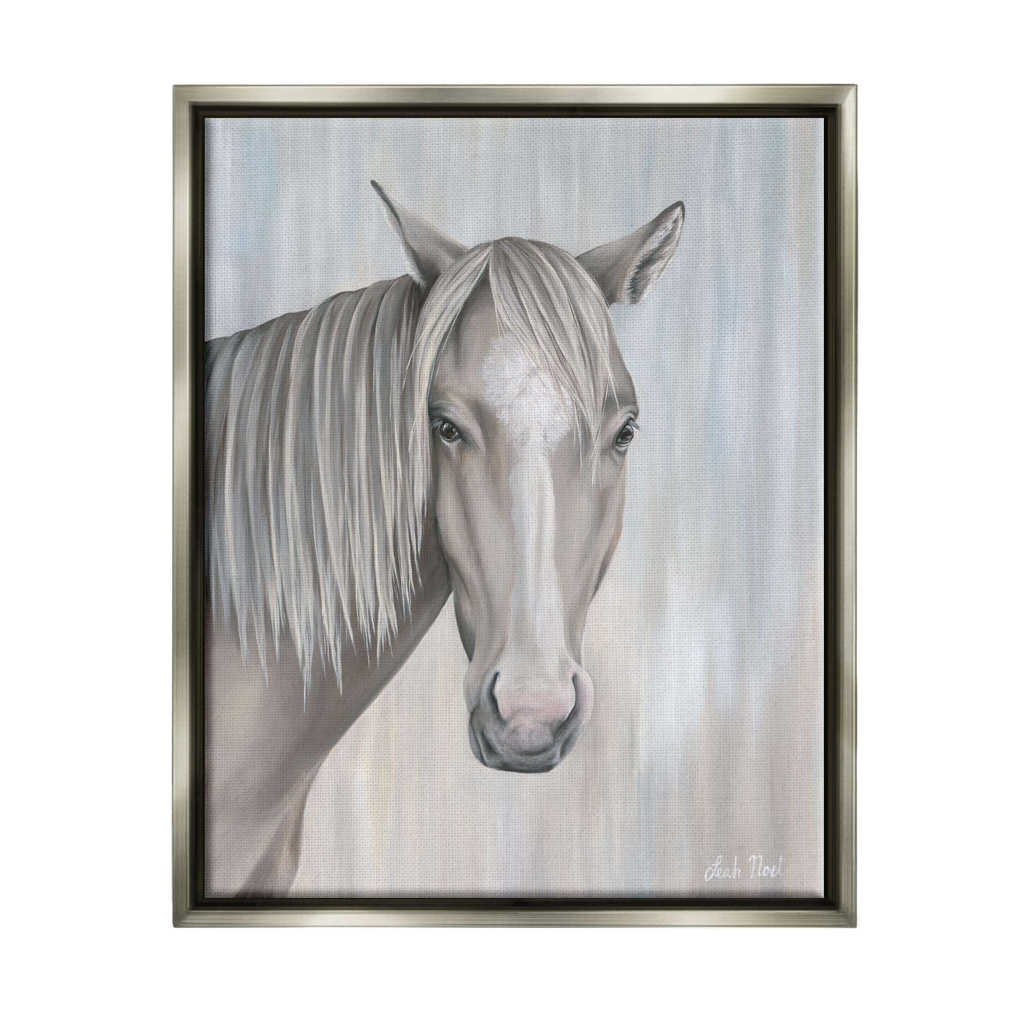 Stupell Industries Neutral Grey Horse Portrait Animals & Insects Painting Gray Floater Framed Canvas Art Print Wall Art, 17 x 21