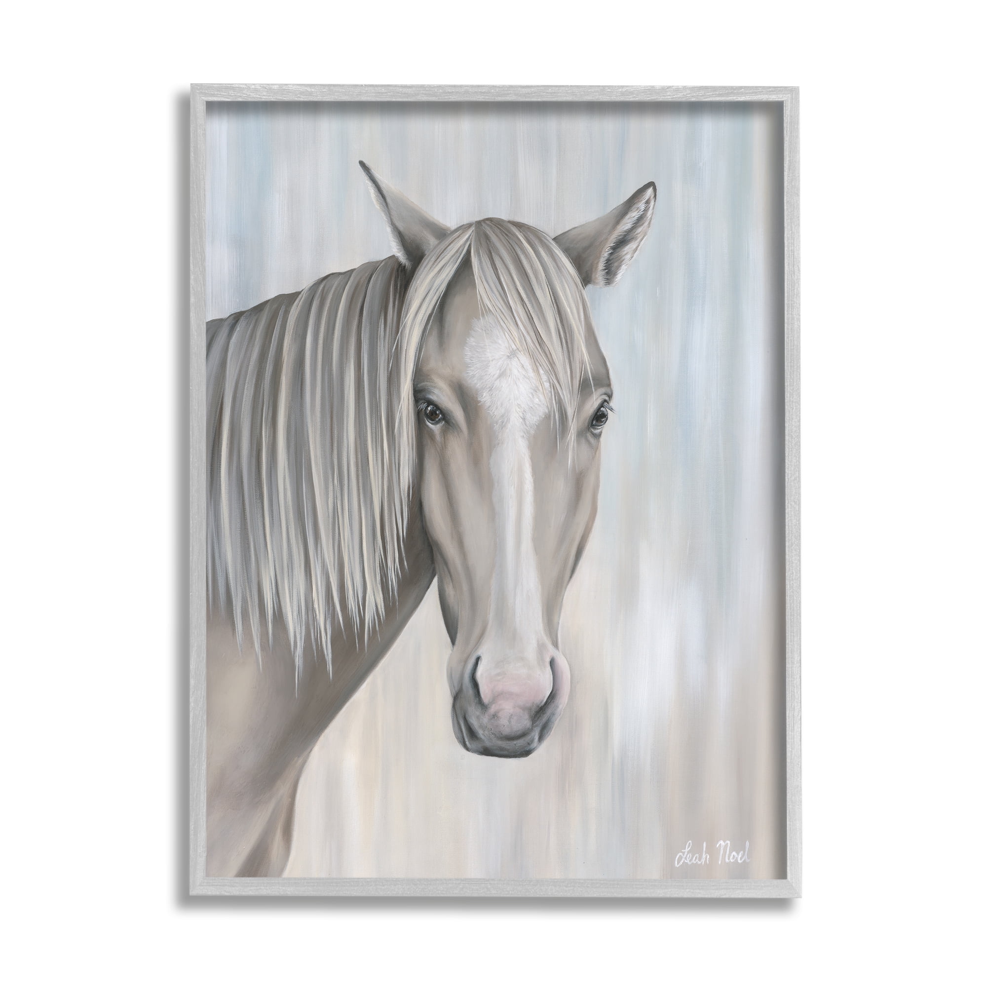 Stupell Industries Neutral Grey Horse Portrait Animals & Insects Painting Gray Framed Art Print Wall Art, 11 x 14